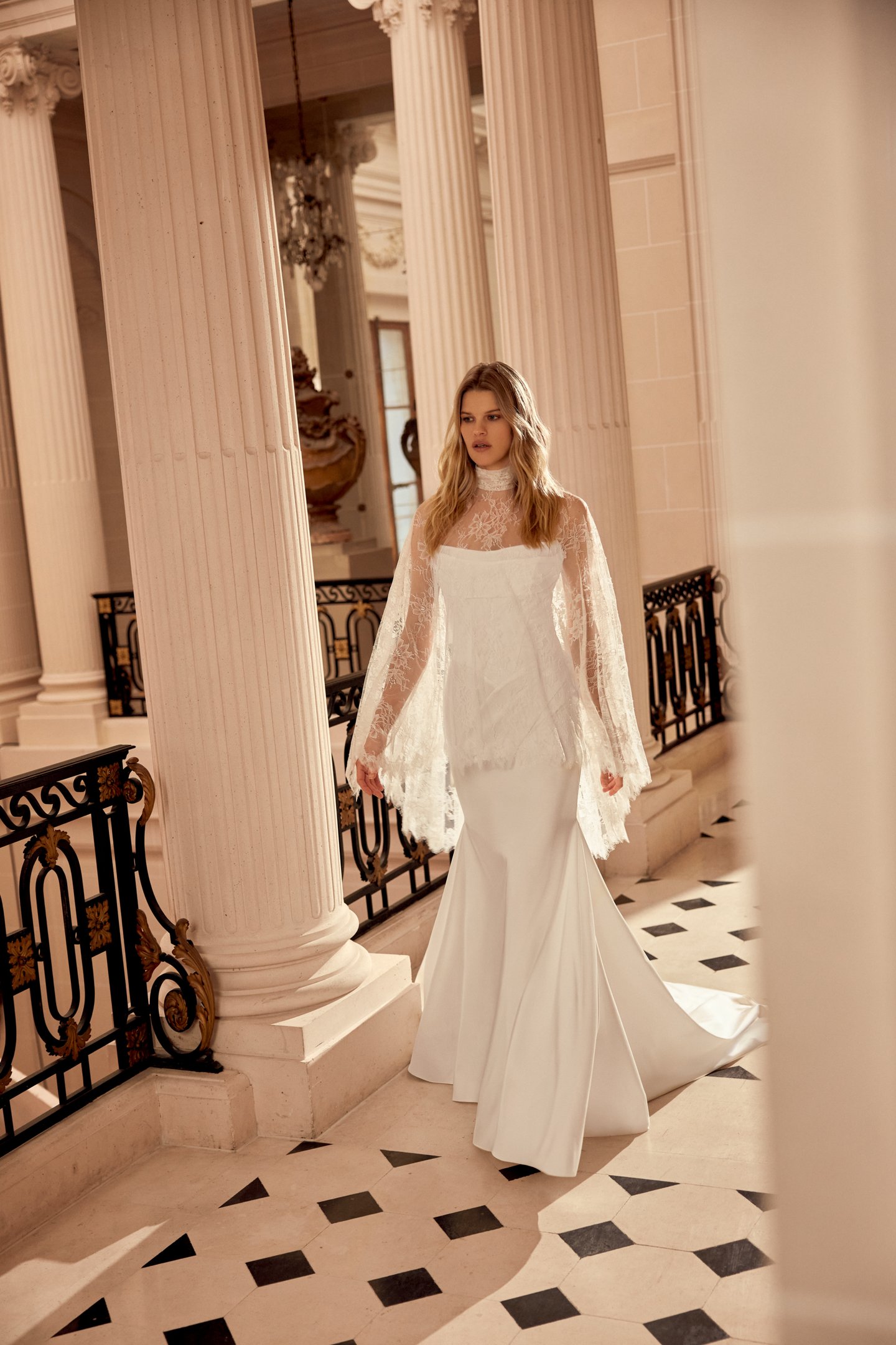 Justin Alexander Style 88538 Nylah Strapless Charmeuse Fit and Flare Gown with Cat Eye Neckline and Draped Cowl