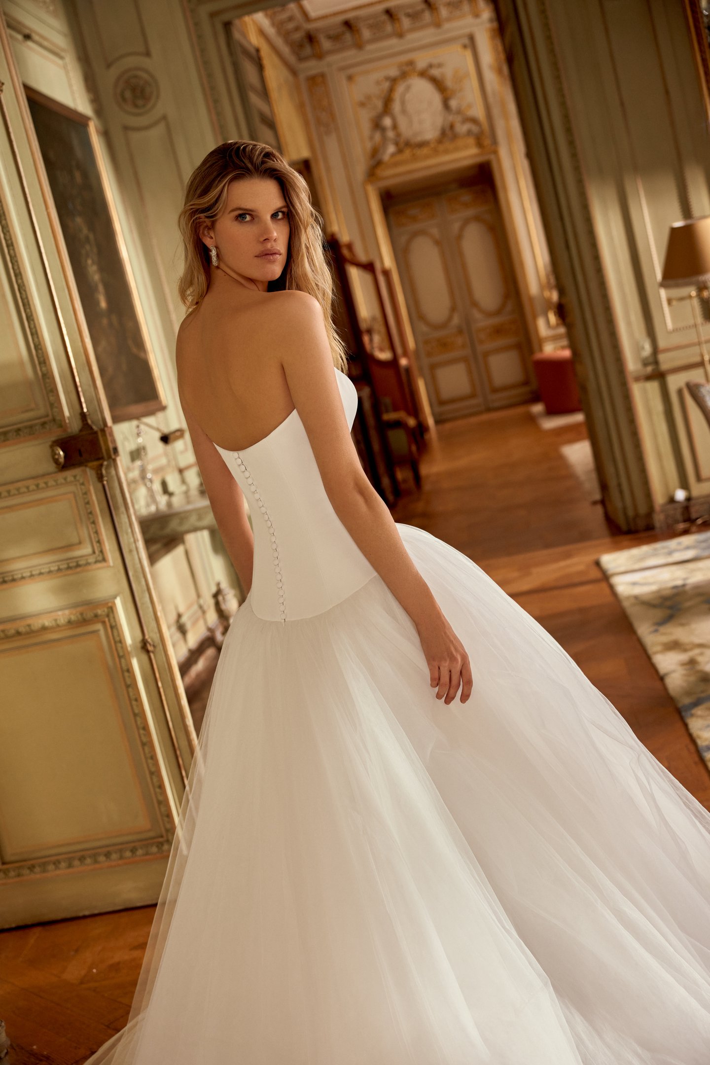 Justin Alexander Style 88539 Neryssa Ball Gown with Cat Eye Neckline, Satin Bodice, and Gathered Tulle Skirt