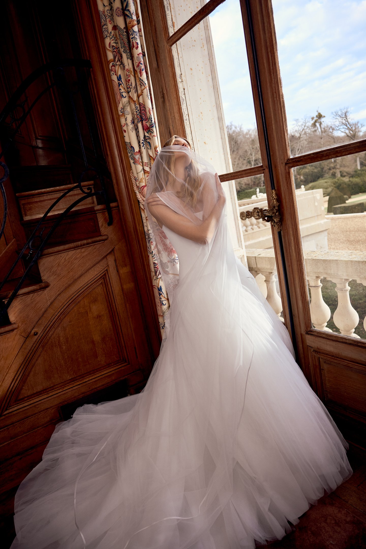 Justin Alexander Style 88539 Neryssa Ball Gown with Cat Eye Neckline, Satin Bodice, and Gathered Tulle Skirt