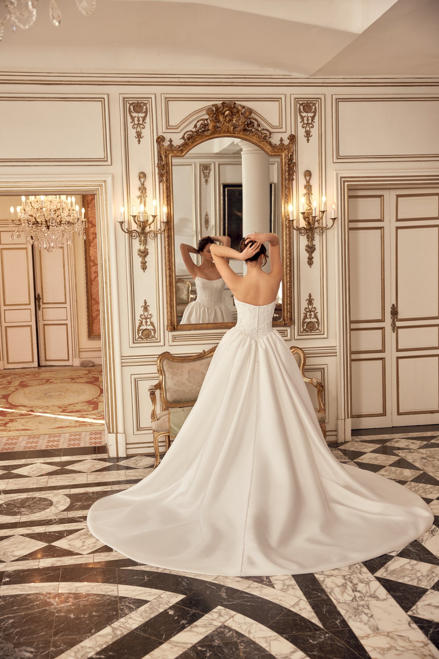 Justin Alexander Style 88562 Nikita Mikado Ball Gown with Fully Beaded Bodice with Cat Eye Neckline and Basque Waistline