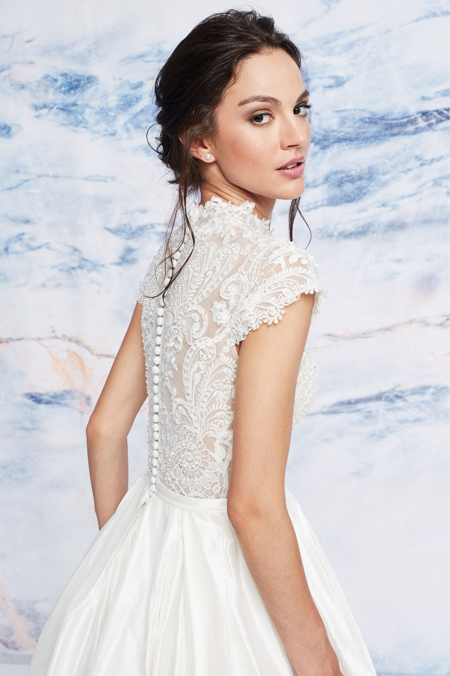 Justin Alexander Signature Style 99074 High Neck Beaded Illusion Silk Ball Gown