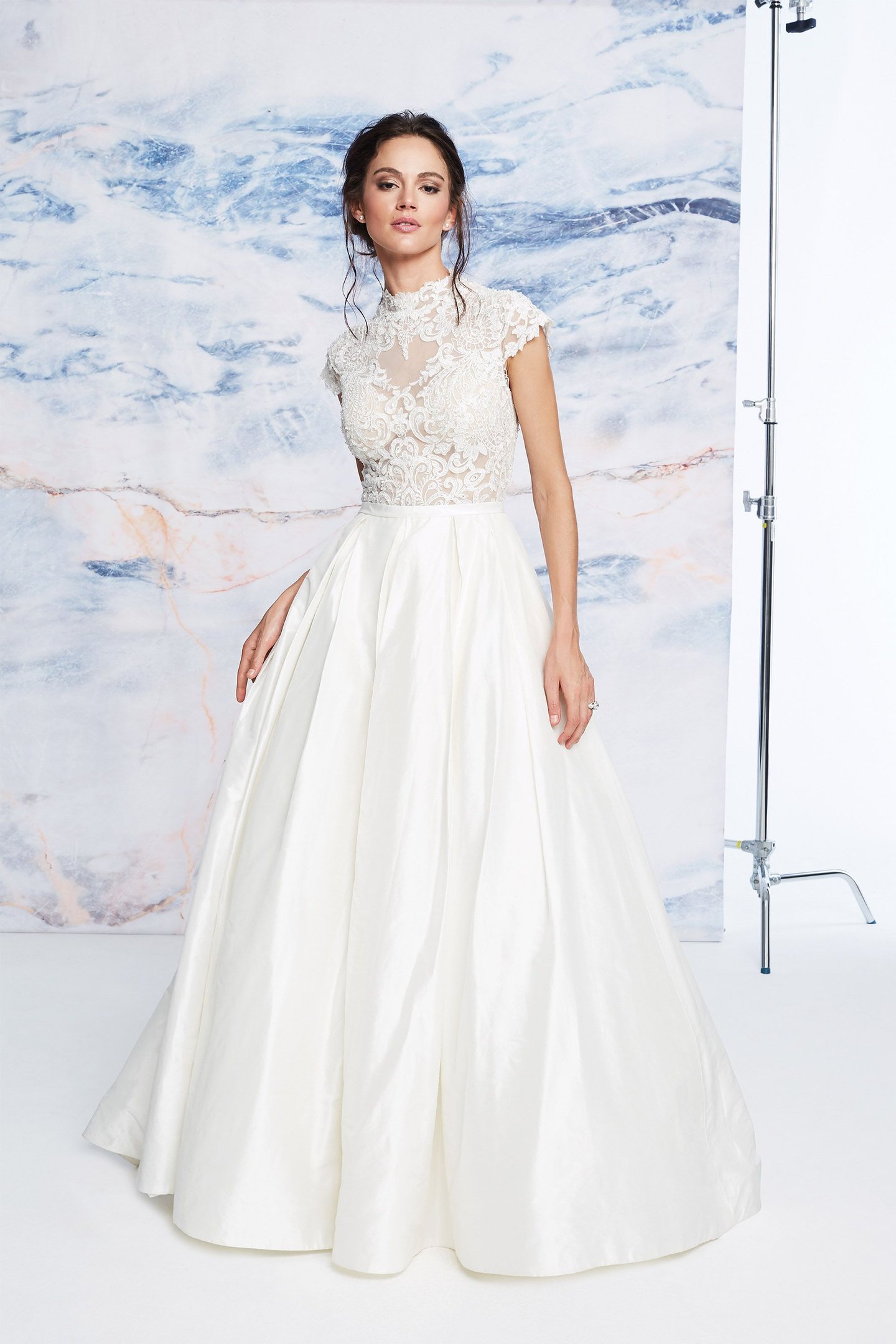 Justin Alexander Signature Style 99074 High Neck Beaded Illusion Silk Ball Gown