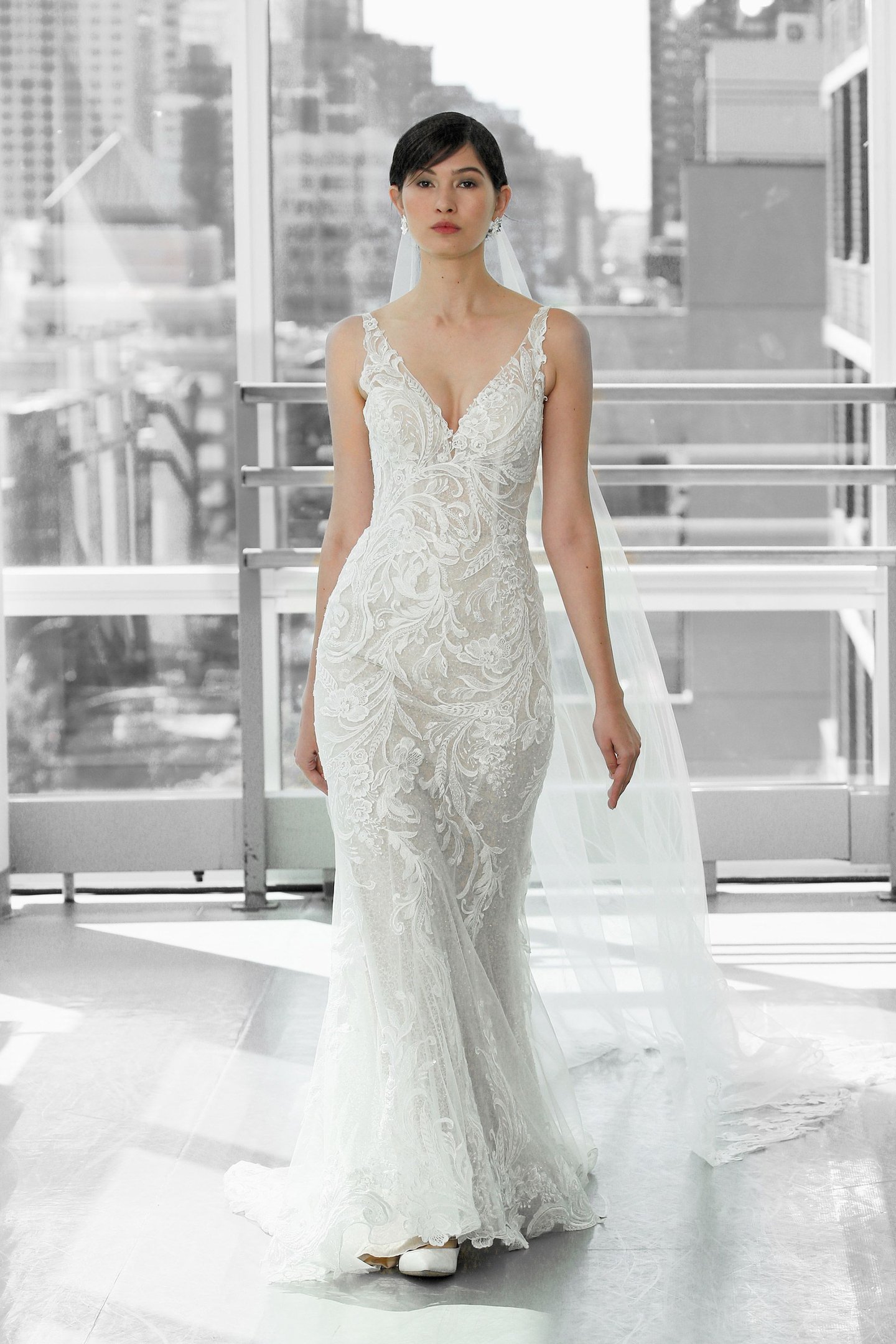 Justin Alexander Signature Style 99130V RAINEY VEIL Cathedral Length Veil Accented with Large Lace Appliques