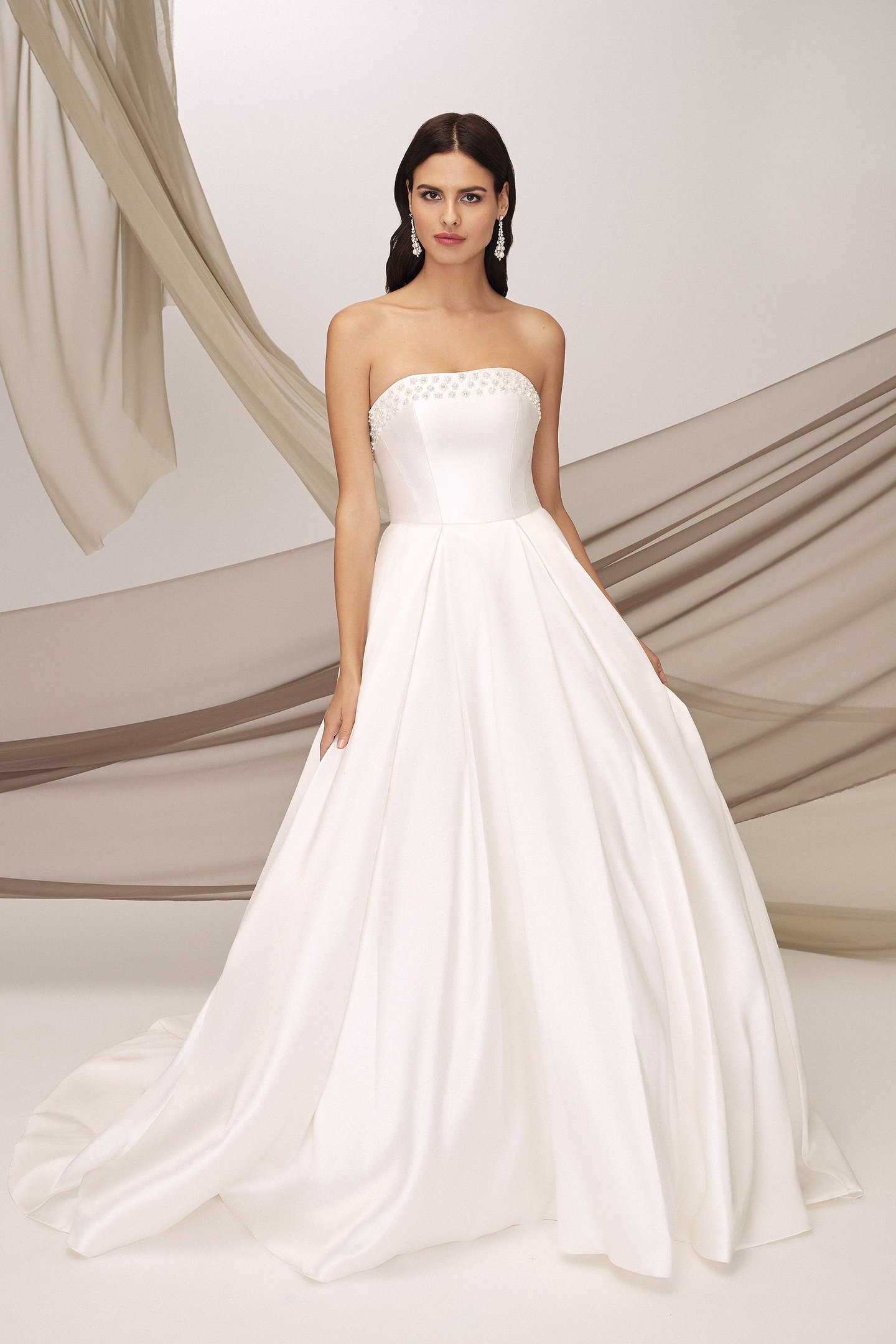 Justin Alexander Signature Style 99137 BRENT Clean Ball Gown with Pearl Beading and Box Pleats