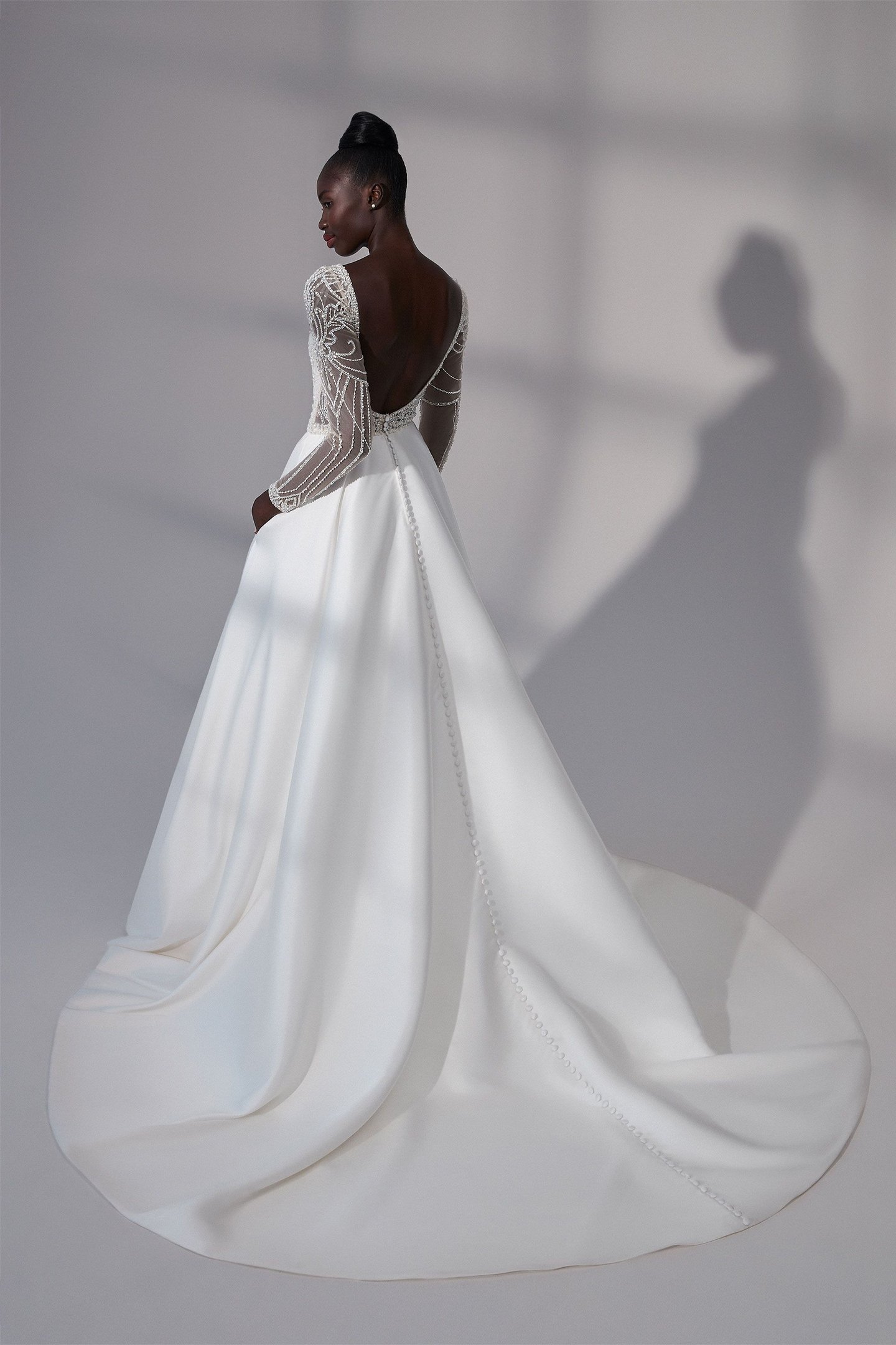 Justin Alexander Signature Style 99184 Portsmouth Beaded A-Line Gown with Notched Sabrina Neckline and Mikado Skirt