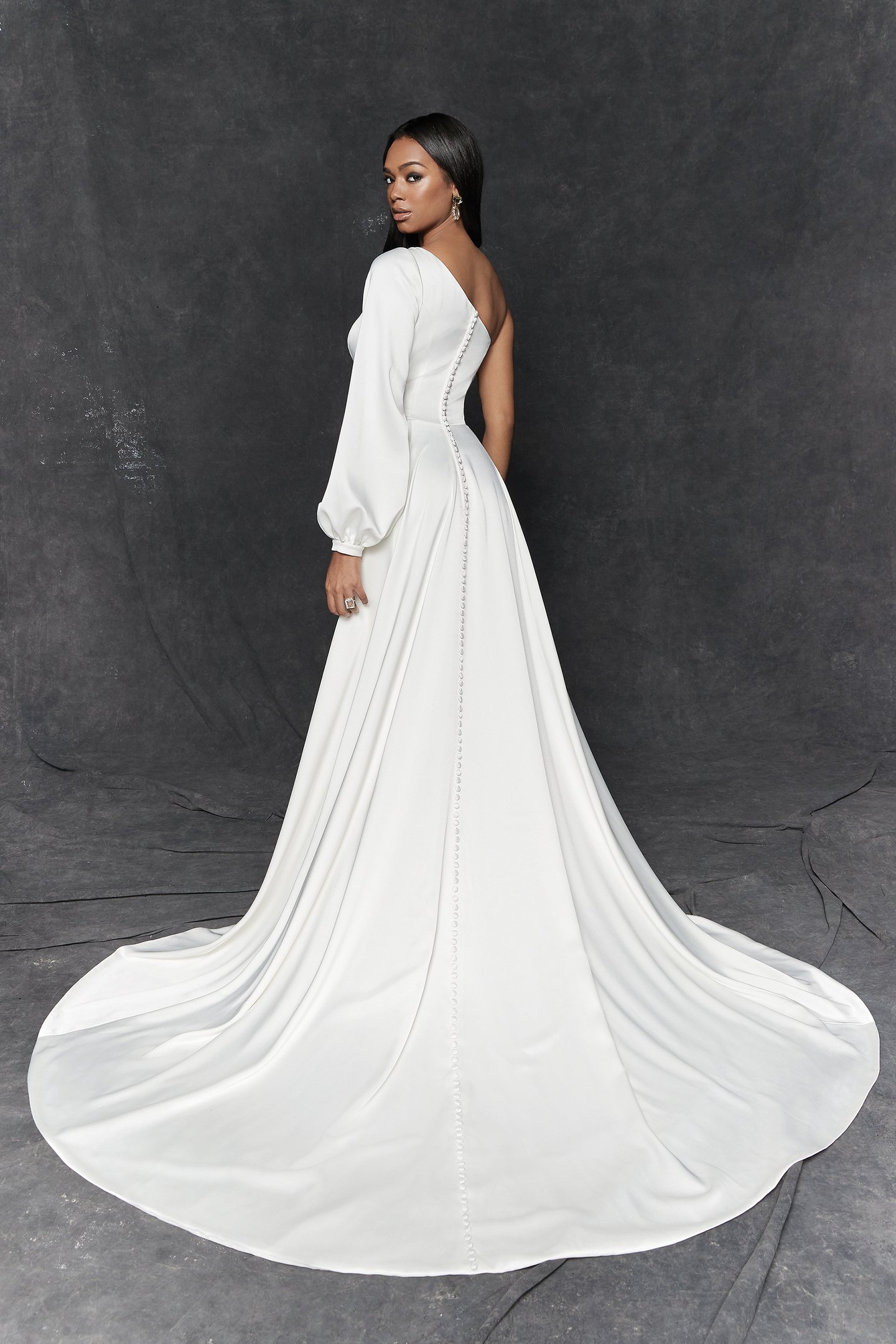 Justin Alexander Signature Style 99251 Caserta One Shoulder Charmeuse A-Line Wedding Gown