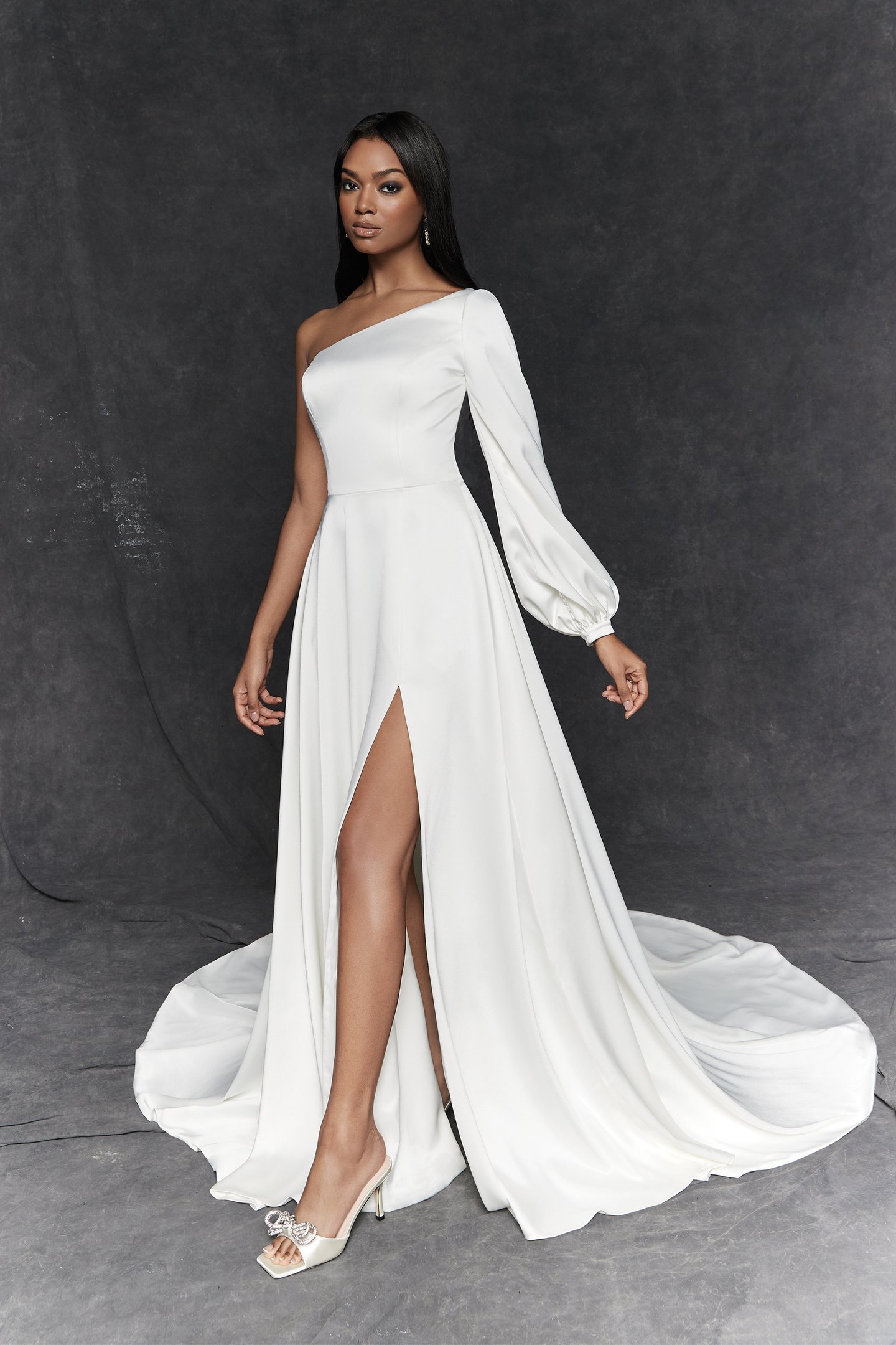 Justin Alexander Signature Style 99251 Caserta One Shoulder Charmeuse A-Line Wedding Gown