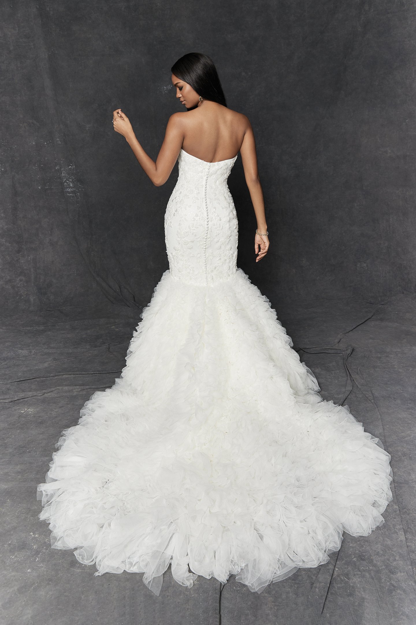 Justin Alexander Signature Style 99258 Carlotta Beaded Mermaid Gown with Sweetheart Neckline and Ruffle Skirt