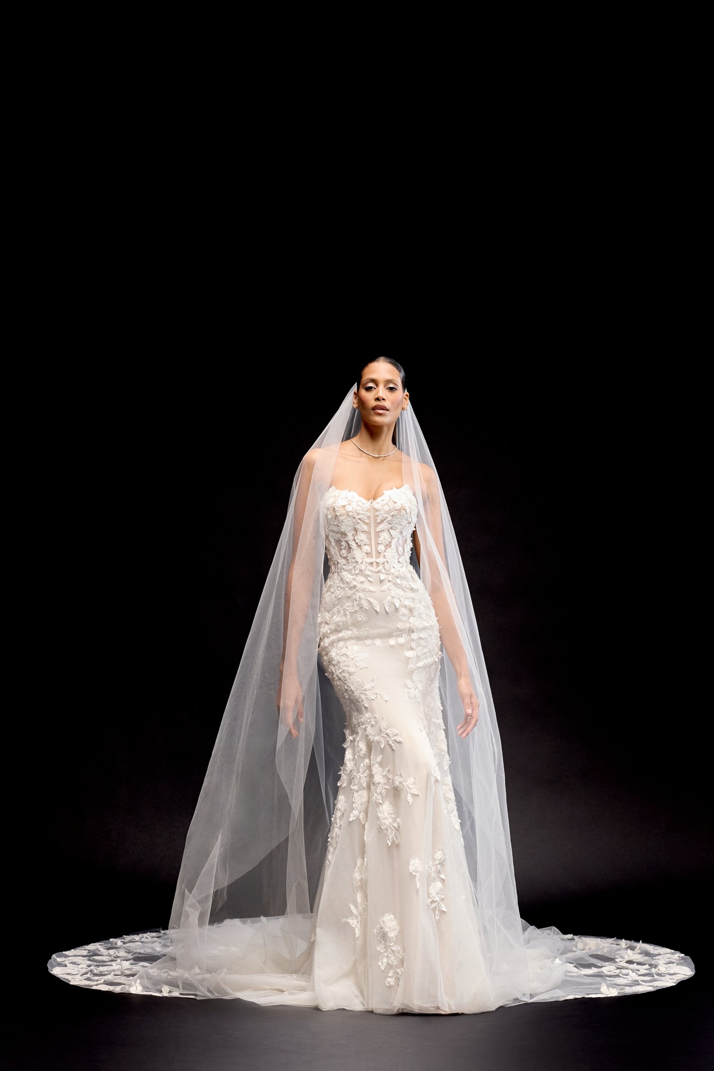 Justin Alexander Signature Style 99344 NYX Fit and Flare Lace Gown with 3D Satin Lace Appliqués