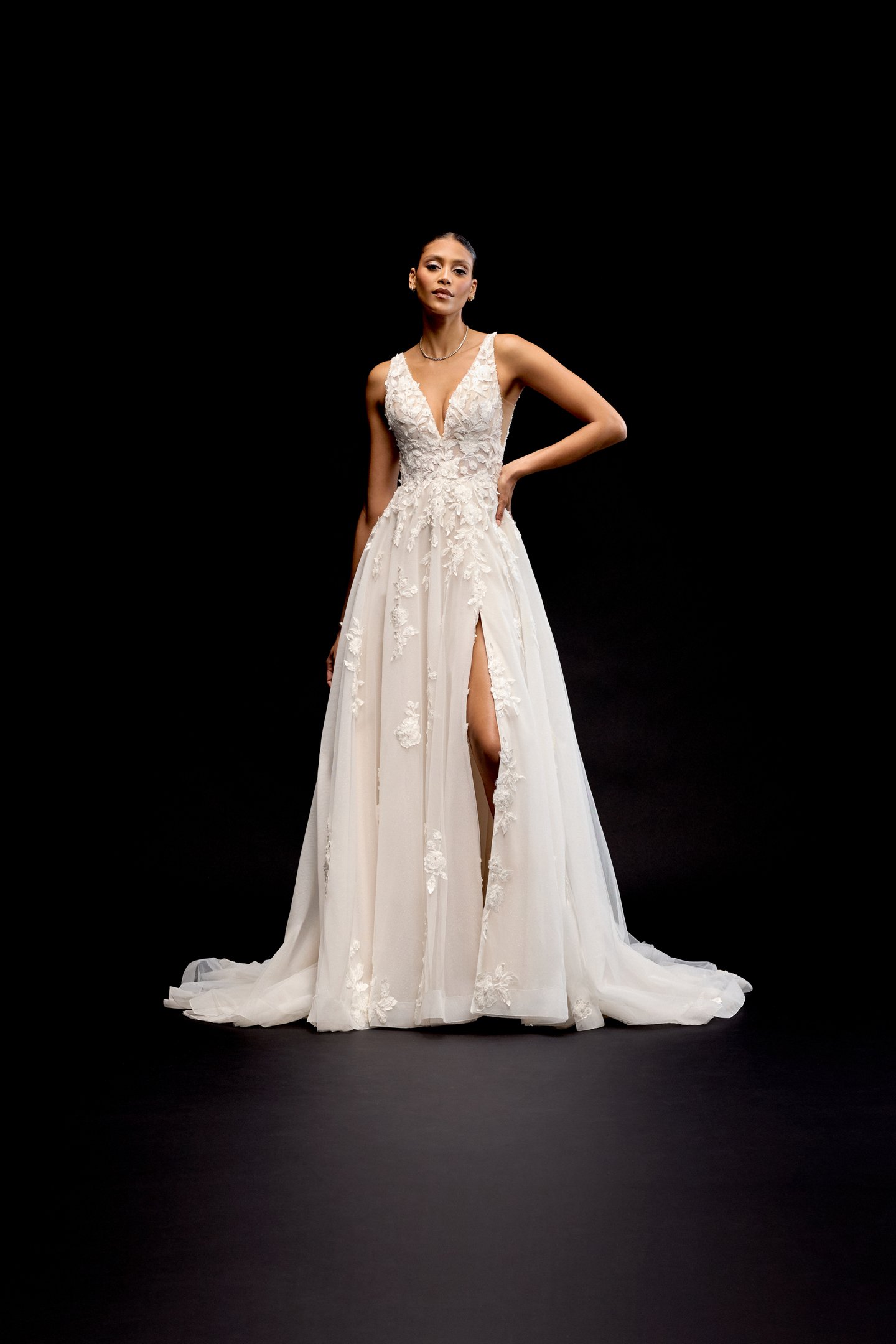 Justin Alexander Signature Style 99345 HESPER A-Line Lace Gown with Illusion Bodice and 3D Lace Appliqués