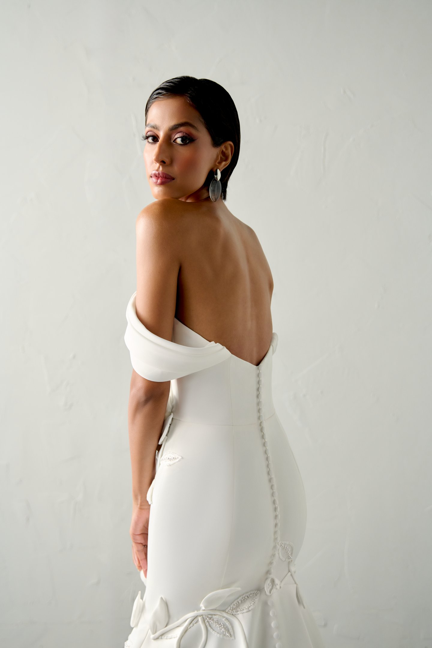 Justin Alexander Signature Style 99380 TILERINA Satin Sweetheart Off-the-Shoulder Trumpet Gown with 3D Rosettes