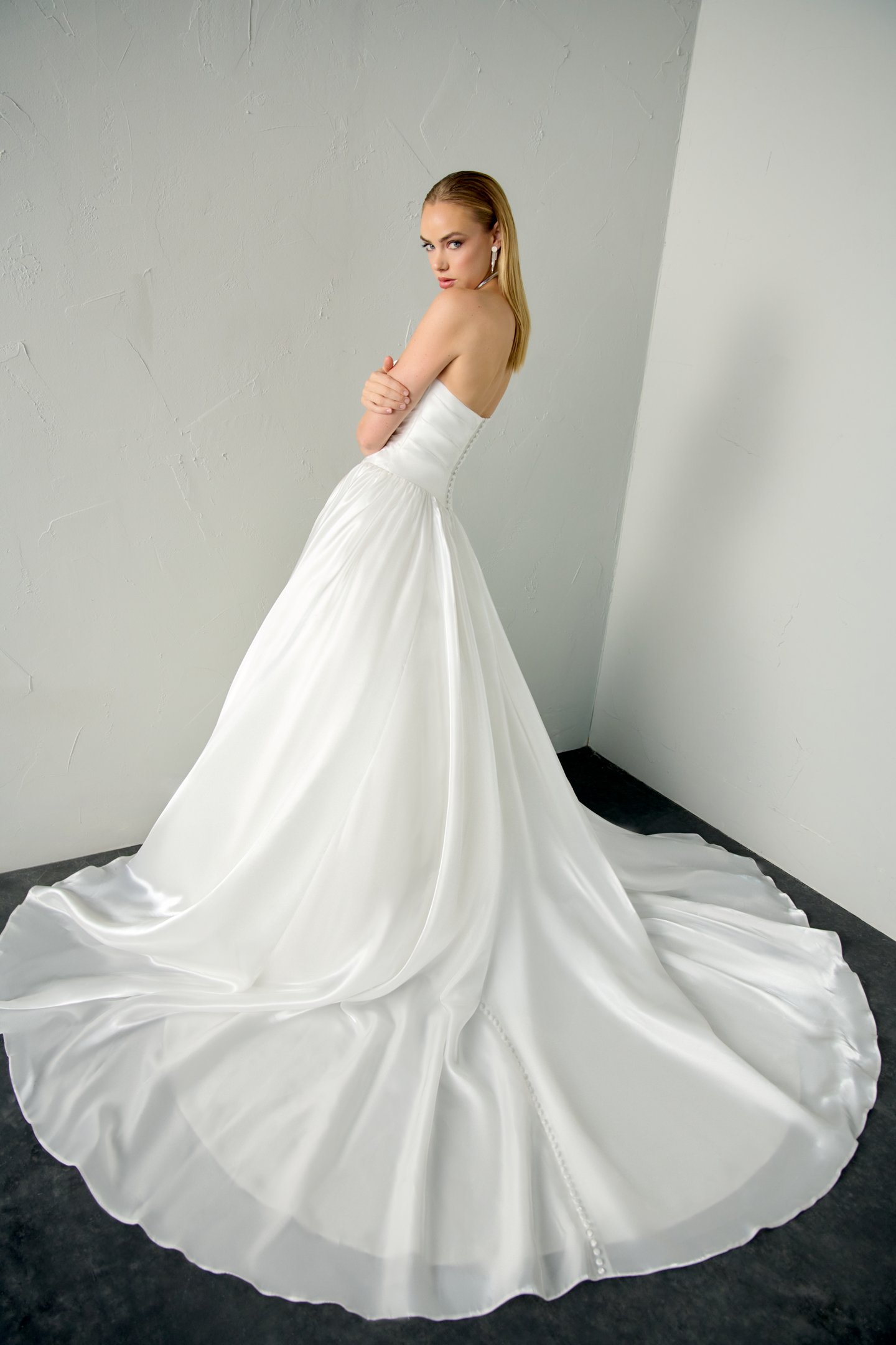 Justin Alexander Signature Style 99381 MUSE Liquid Organza Ball Gown with Ruched Bodice and 3D Rosette on Skirt
