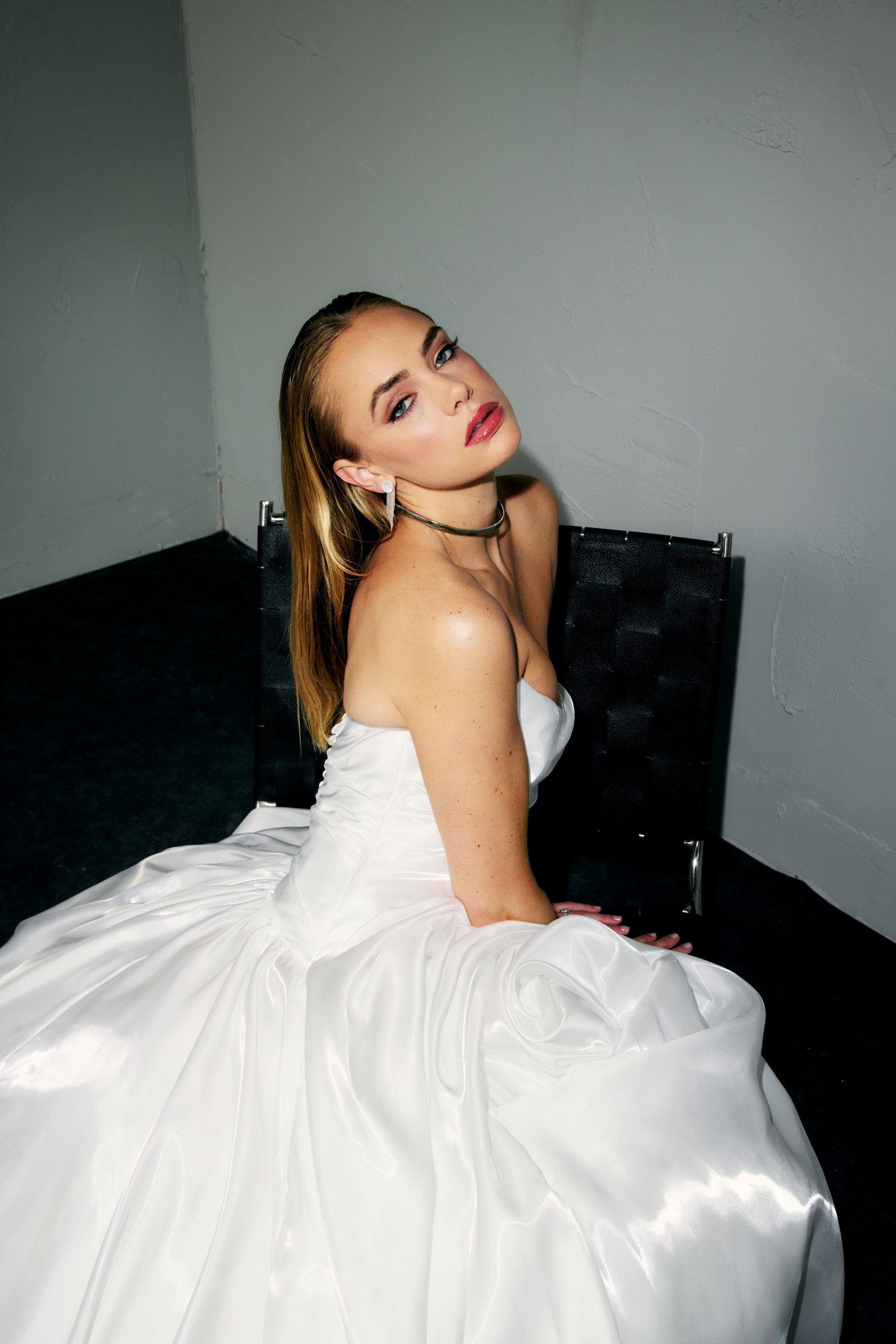 Justin Alexander Signature Style 99381 MUSE Liquid Organza Ball Gown with Ruched Bodice and 3D Rosette on Skirt