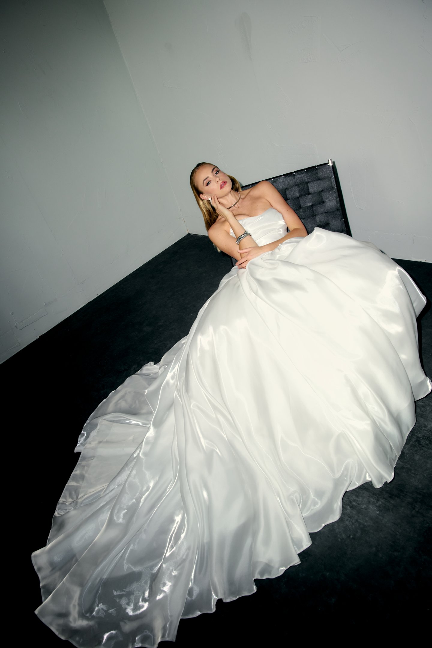 Justin Alexander Signature Style 99381 MUSE Liquid Organza Ball Gown with Ruched Bodice and 3D Rosette on Skirt