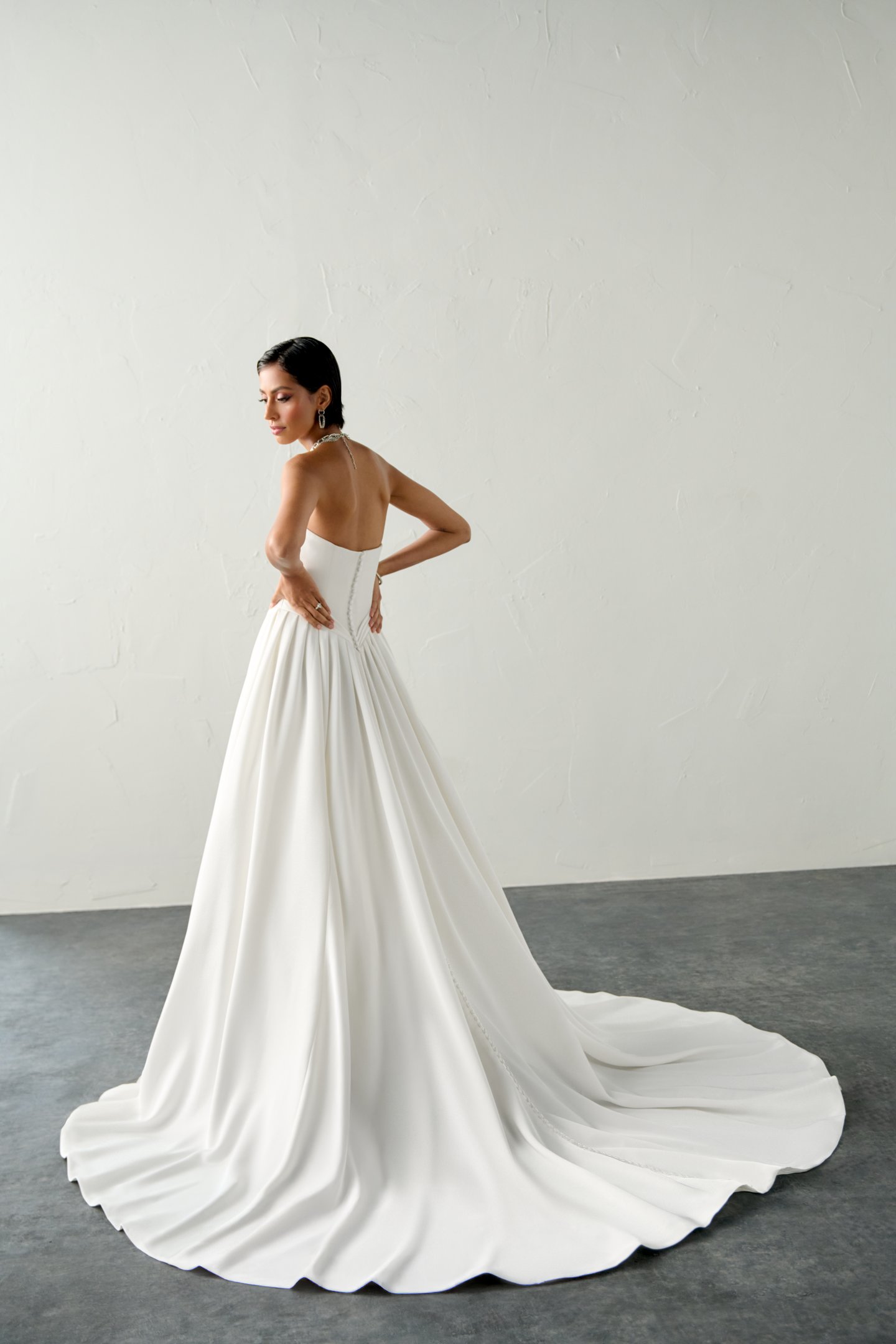 Justin Alexander Signature Style 99384 OPA-LINE Strapless Ball Gown with Pleated Basque Waist and Charmeuse Skirt