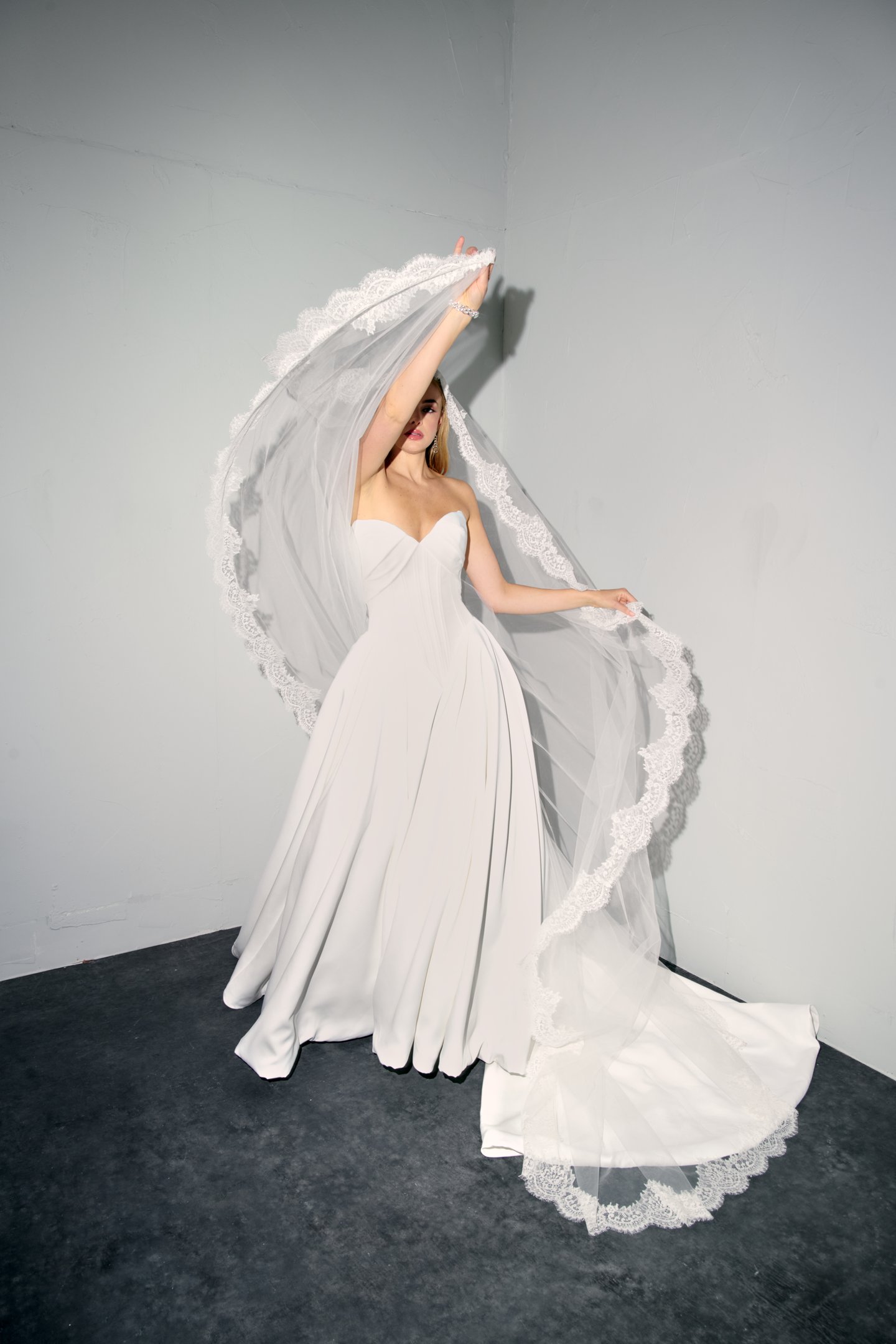 Justin Alexander Signature Style 99386 VERITY Satin A-Line Gown with Draped Sweetheart Neckline and Basque Waist