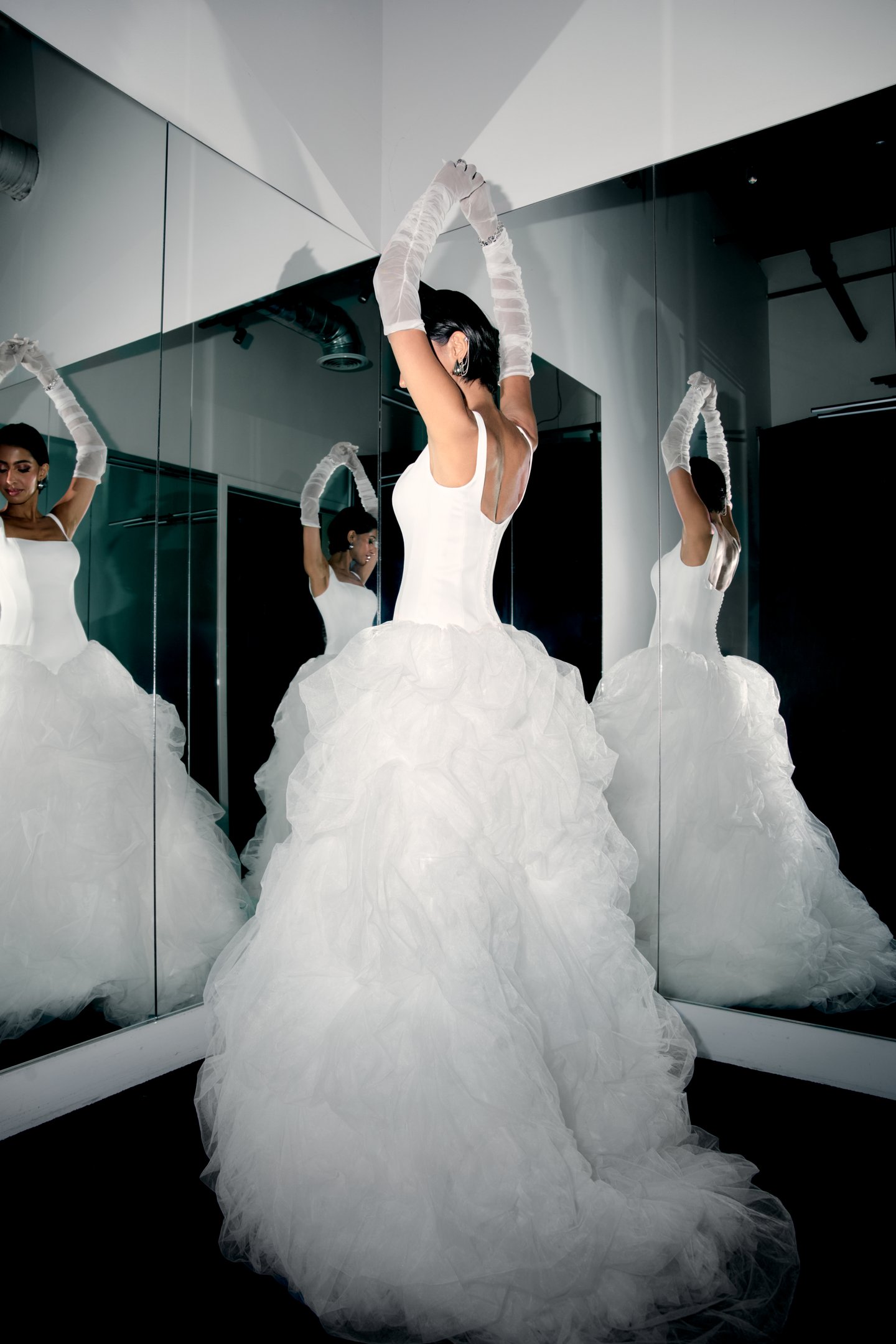 Justin Alexander Signature Style 99387 REIGN Satin Ballgown with Dropped Waist and Textured Tulle Skirt
