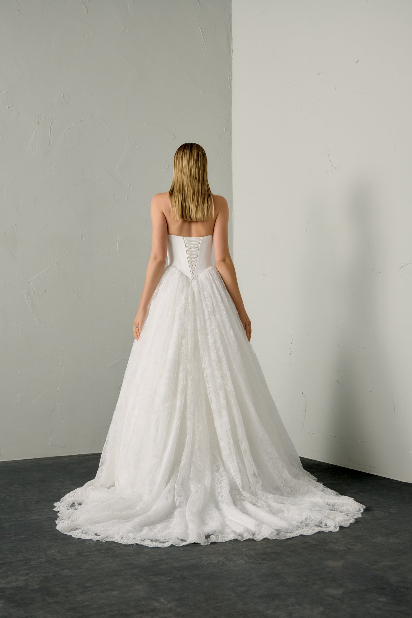 Justin Alexander Signature Style 99389 SABLE Alençon Lace Ball Gown with Satin Bodice and Peek-a-Boo Neckline