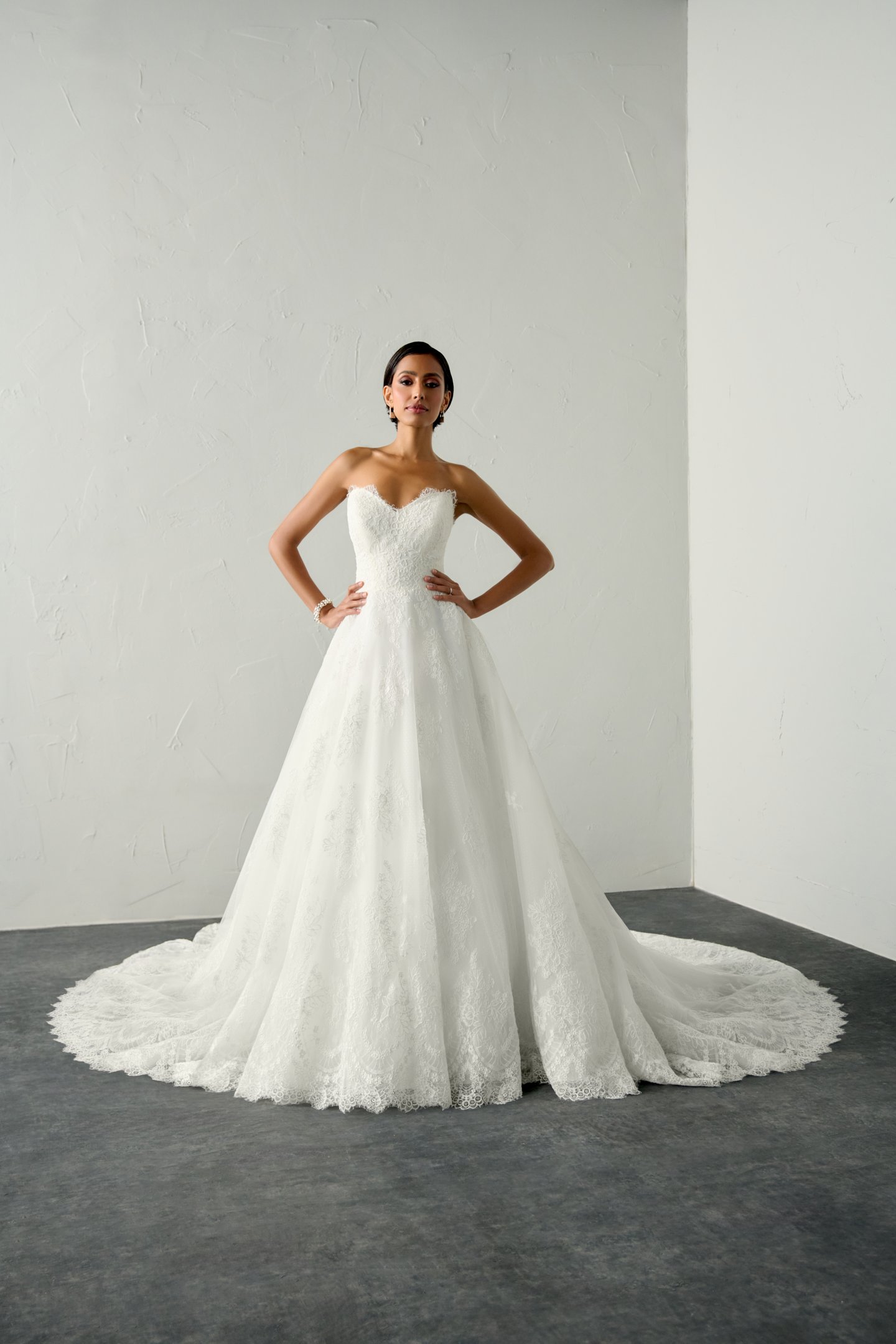 Justin Alexander Signature Style 99391 DRAVEN Matte Alençon Corded Lace A-Line with Scalloped Eyelash Detail