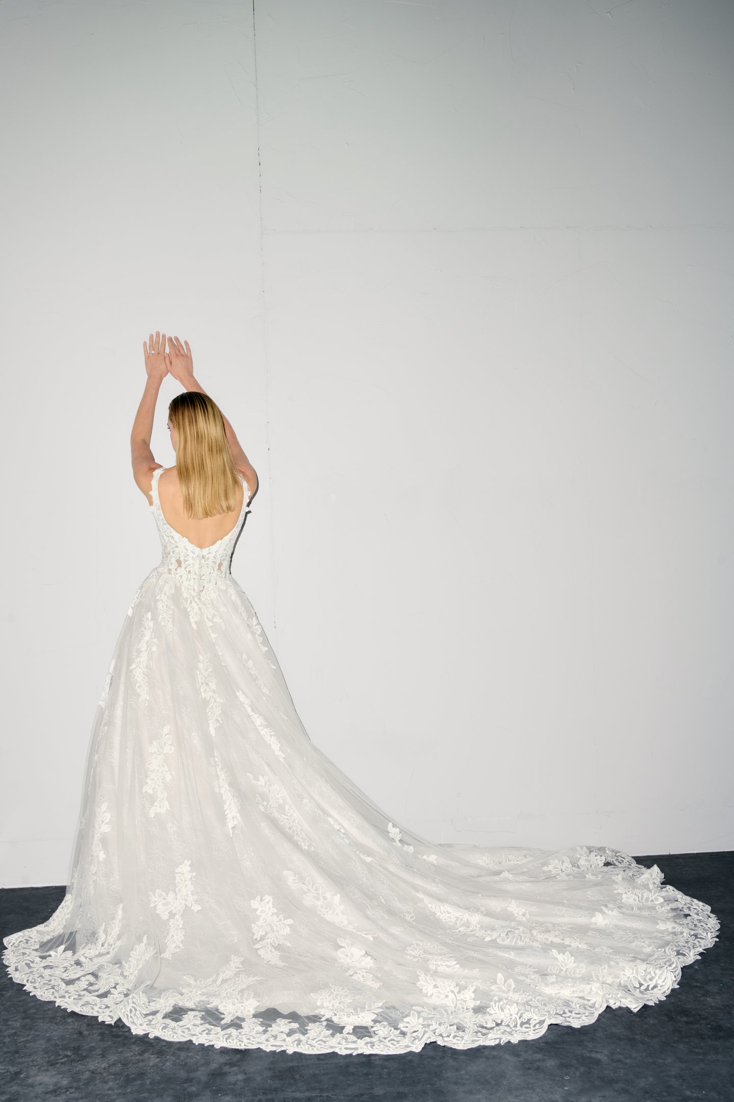 Justin Alexander Signature Style 99394 NOOR Sparkling Lace Ball Gown with Square Neckline and Basque Waistline