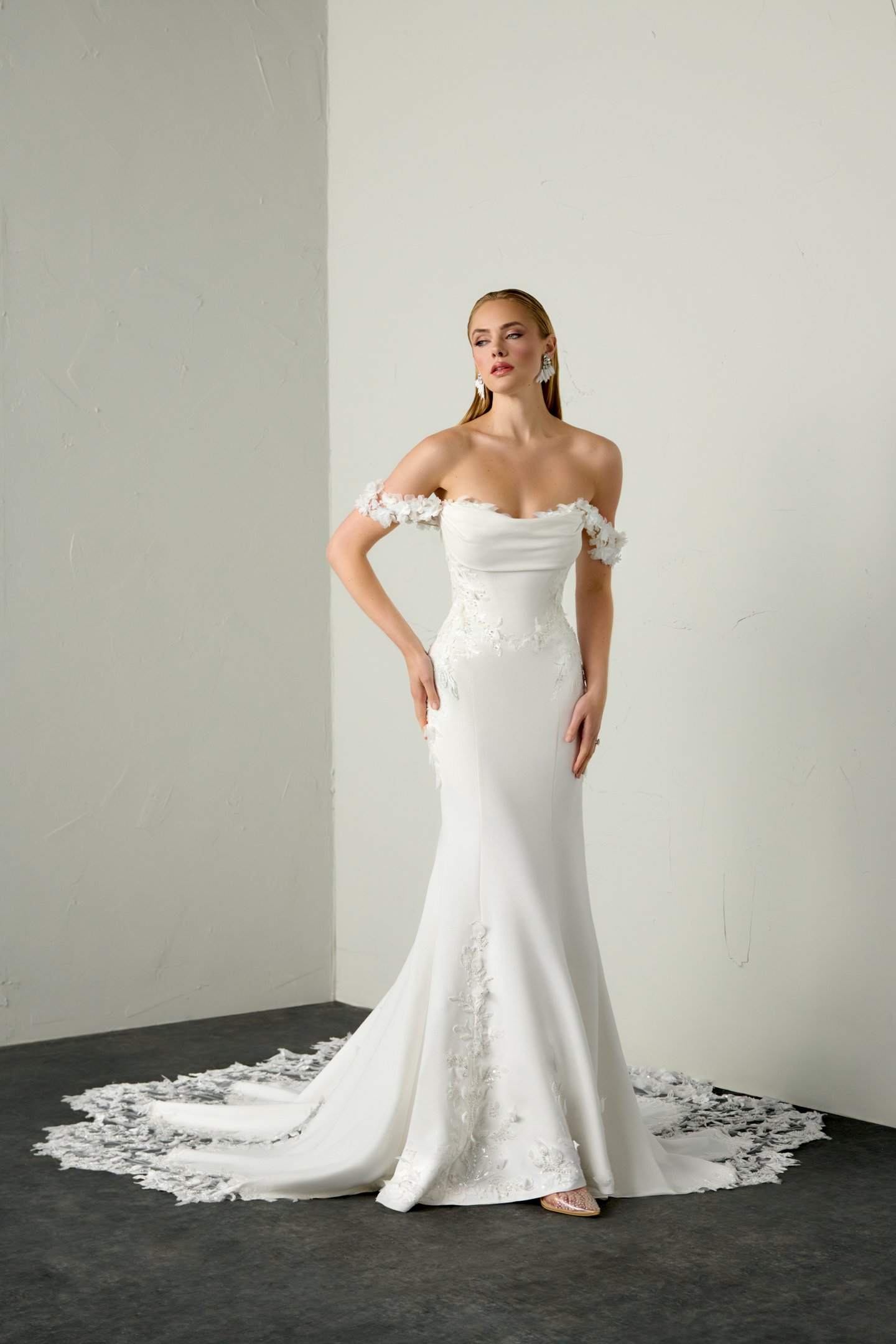 Justin Alexander Signature Style 99395 FEVER Crepe Fit & Flare with Sweetheart Neckline and Lace Beaded Appliqués