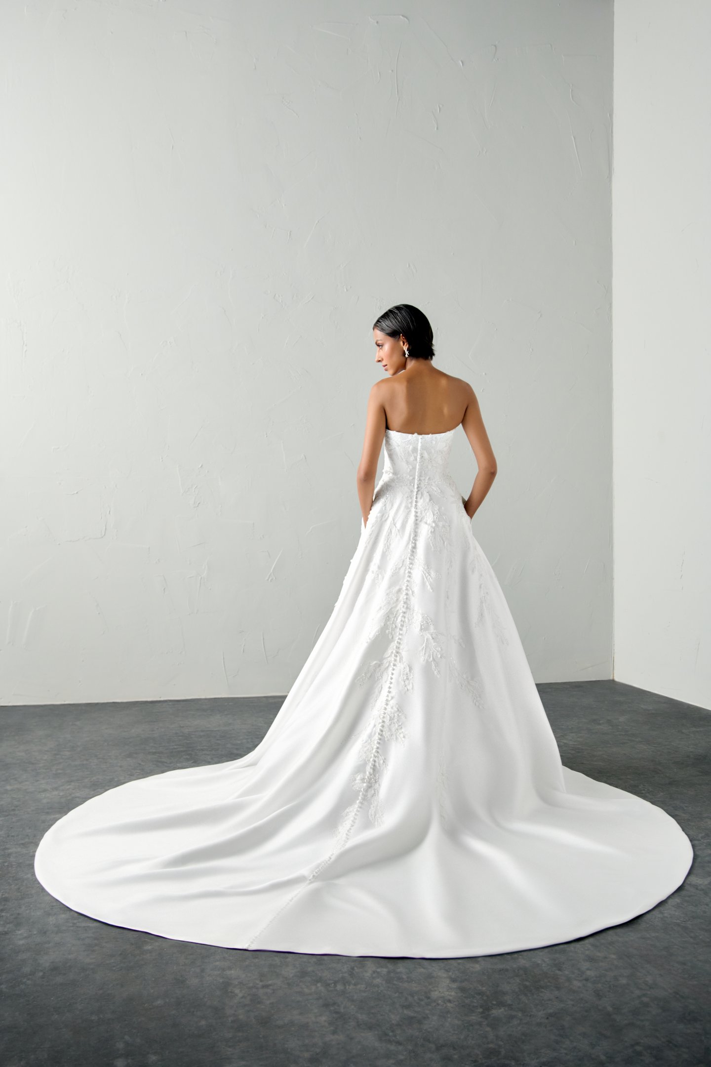 Justin Alexander Signature Style 99396 RUSH Strapless Stretch Mikado A-Line Gown with Sparkling Floral Appliqués