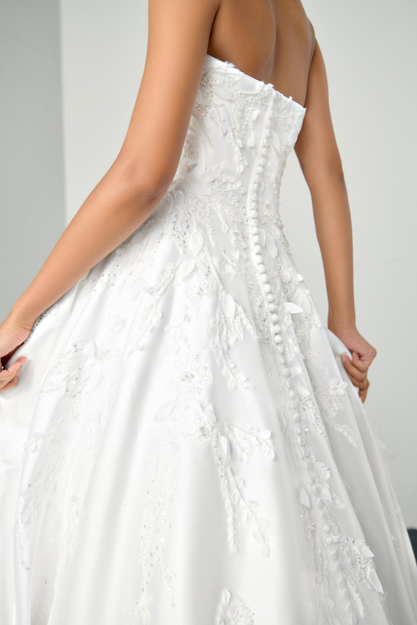 Justin Alexander Signature Style 99396 RUSH Strapless Stretch Mikado A-Line Gown with Sparkling Floral Appliqués