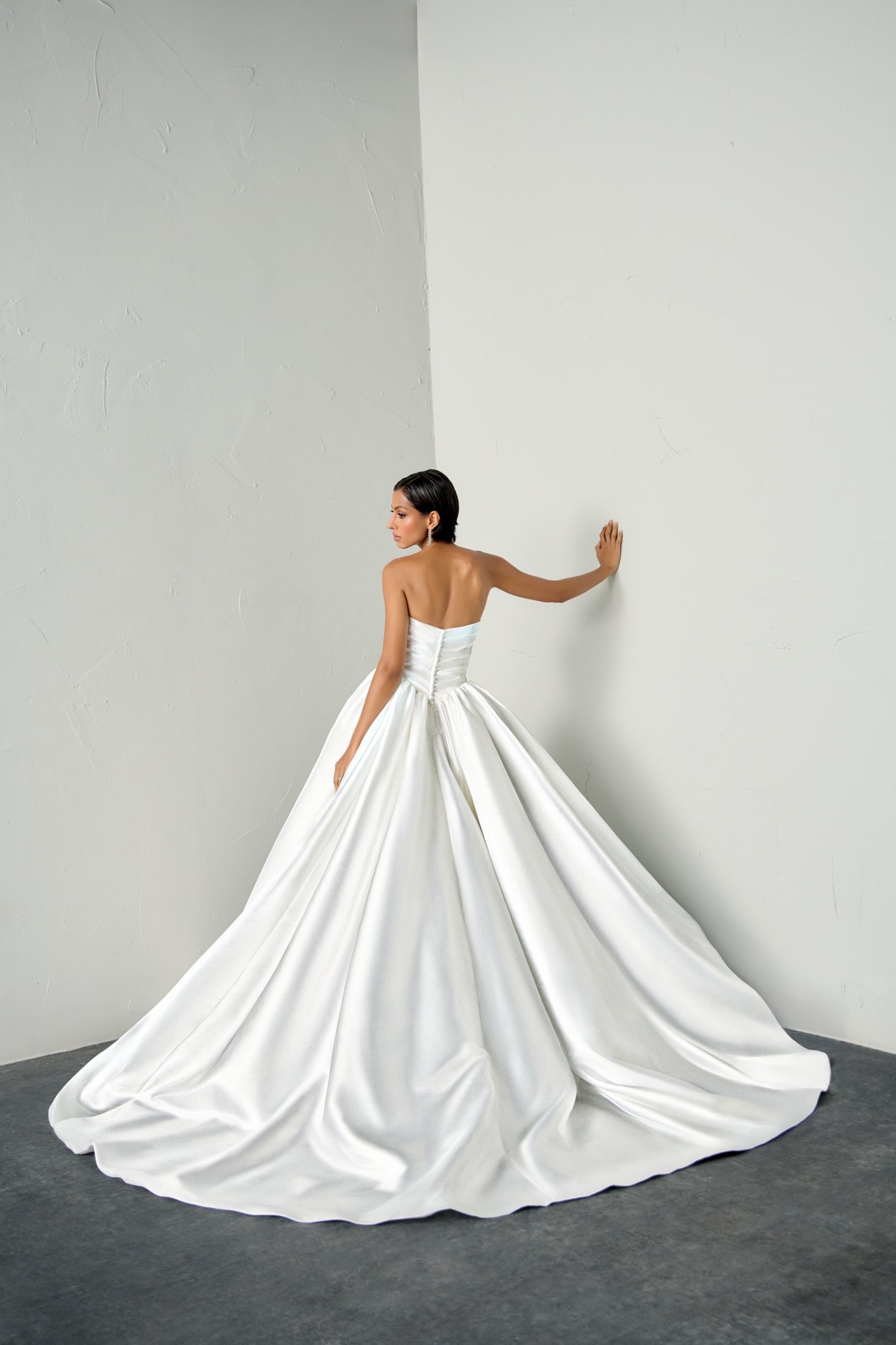 Justin Alexander Signature Style 99398 ECHO Liquid Satin Ball Gown with Crystal Peek-a-Boo Neckline