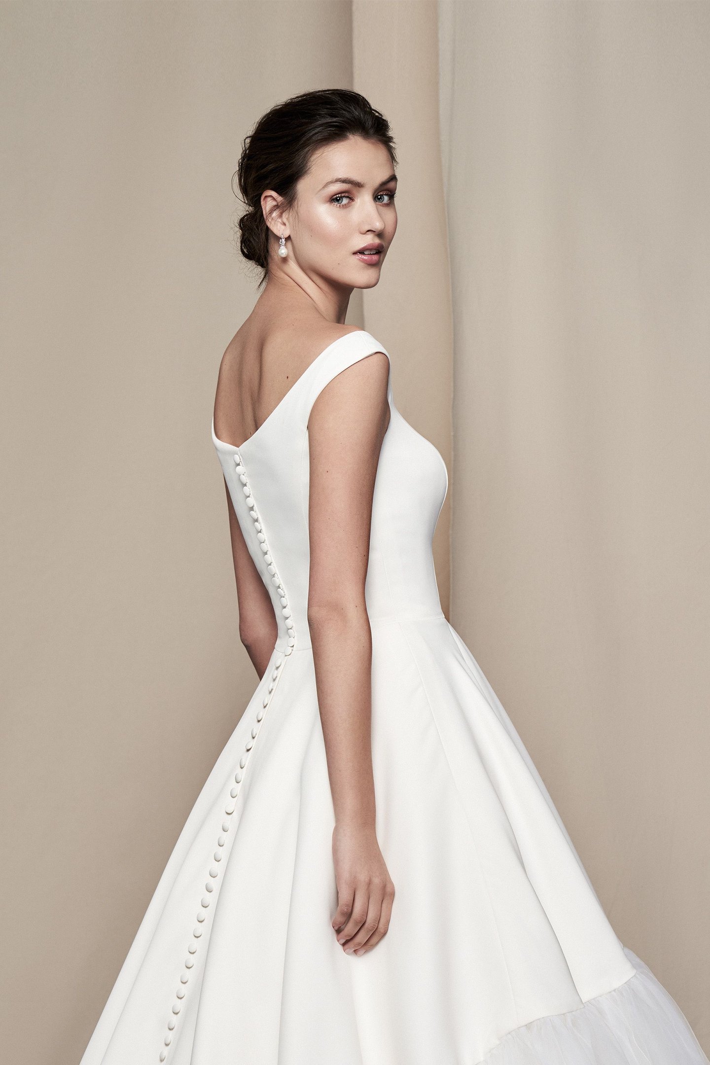 Justin Alexander Signature Style 99106 Ivy Off the Shoulder Satin Ball Gown with Tulle Hem