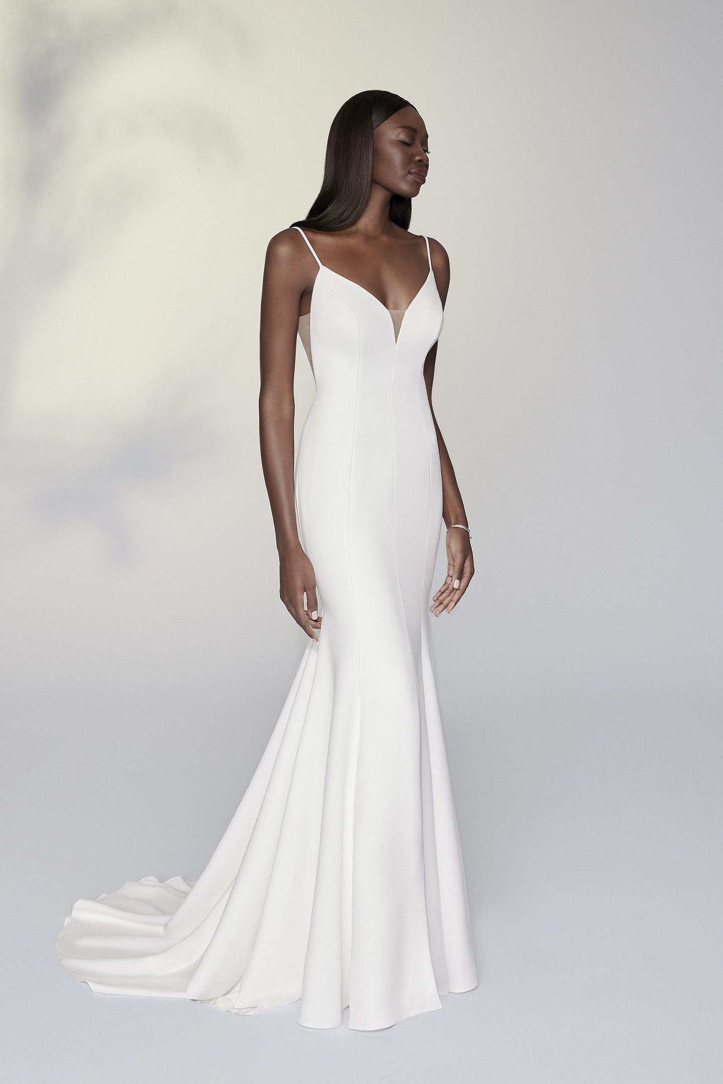 Justin Alexander Signature Style 99196 Nadia Clean Fit and Flare Dress with Bikini Neckline