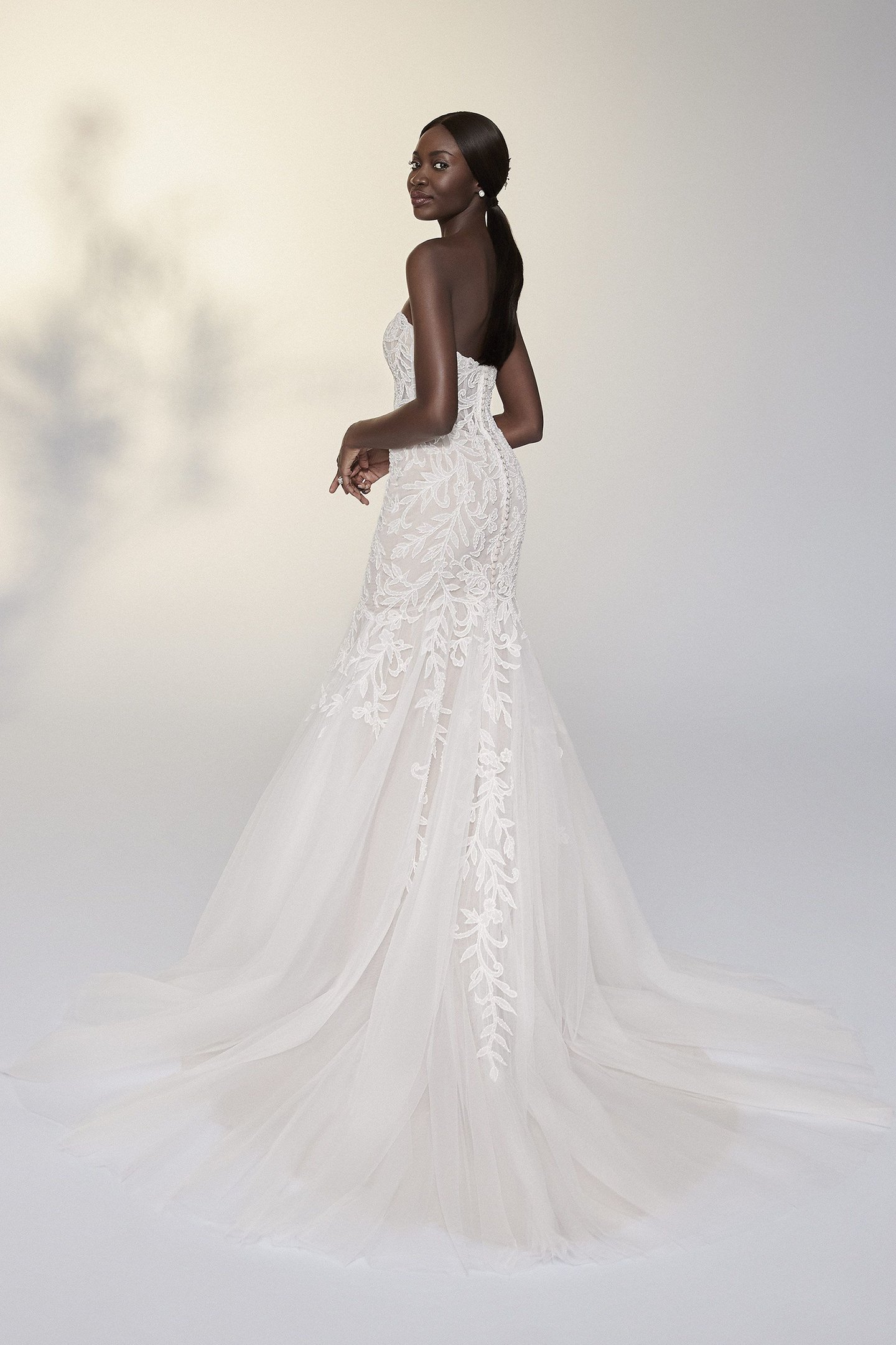 Justin Alexander Signature Style 99207 Sylvie Beaded Trumpet Gown with Straight Neckline