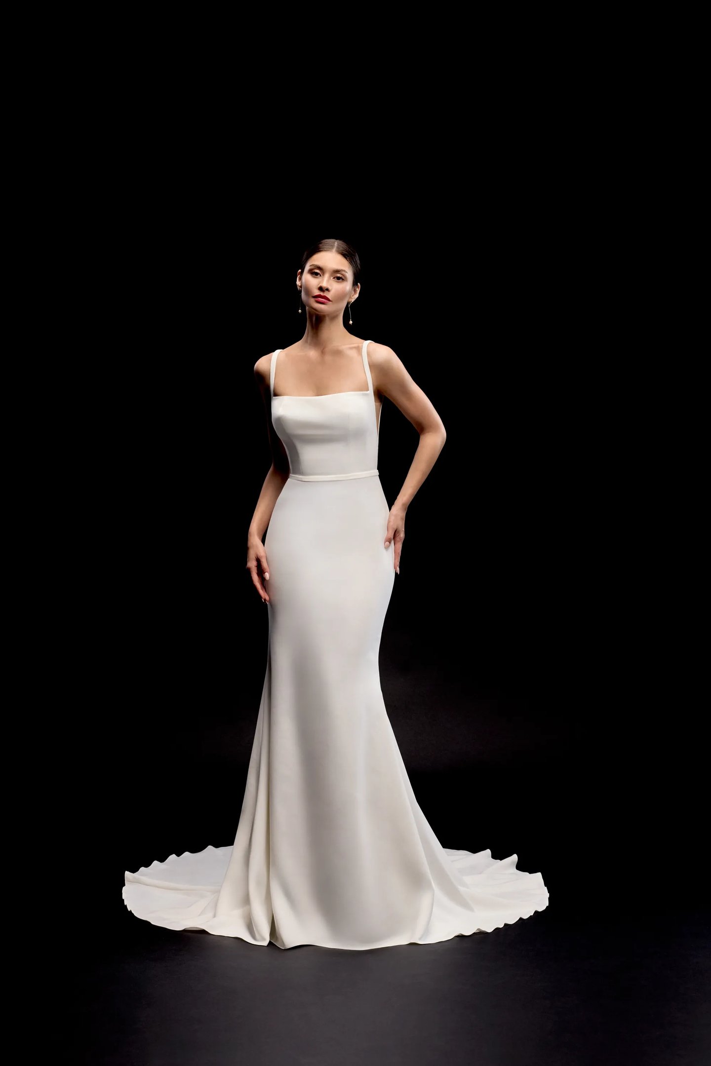 justin alexander fit and flare wedding dress Everley: Lace and Crepe Fit and Flare Wedding Dress with Slit