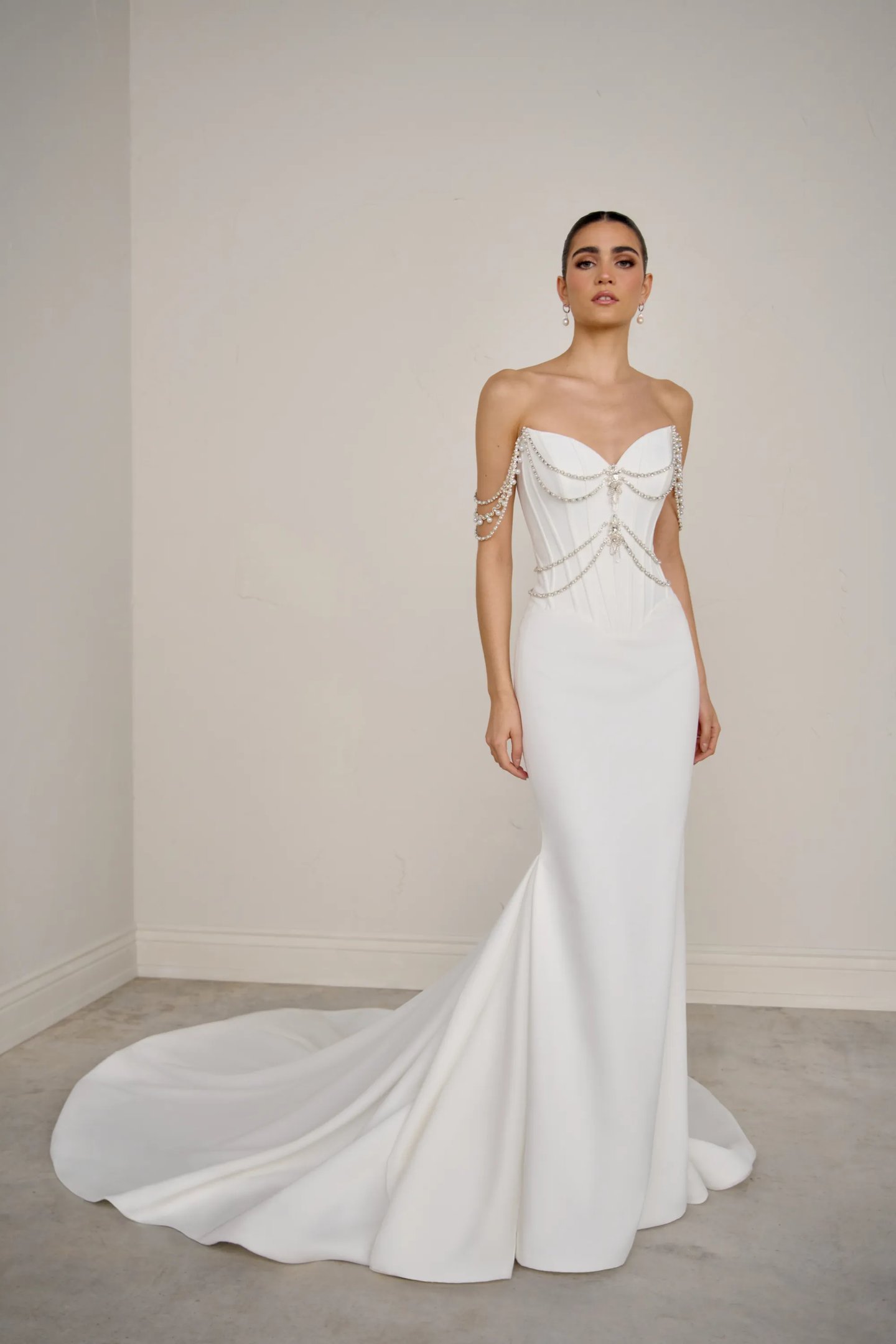 aliexpress satin corset basque waist long wedding dress Aliexpress Satin Corset Basque Waist Long Wedding Dress Solana Ensemble   Elegant Basque Waist Neck Scarf Satin Bridal Corset Gown 2025 2026  Boom  Blush