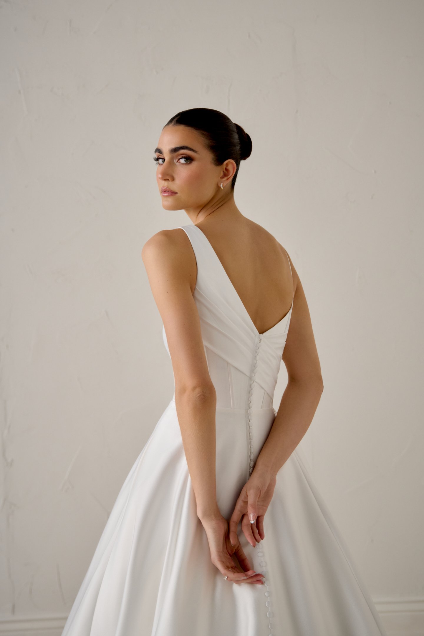 Justin Alexander Signature Style 99358 SABINE Mikado A-Line Gown with Asymmetrical Draped Neckline