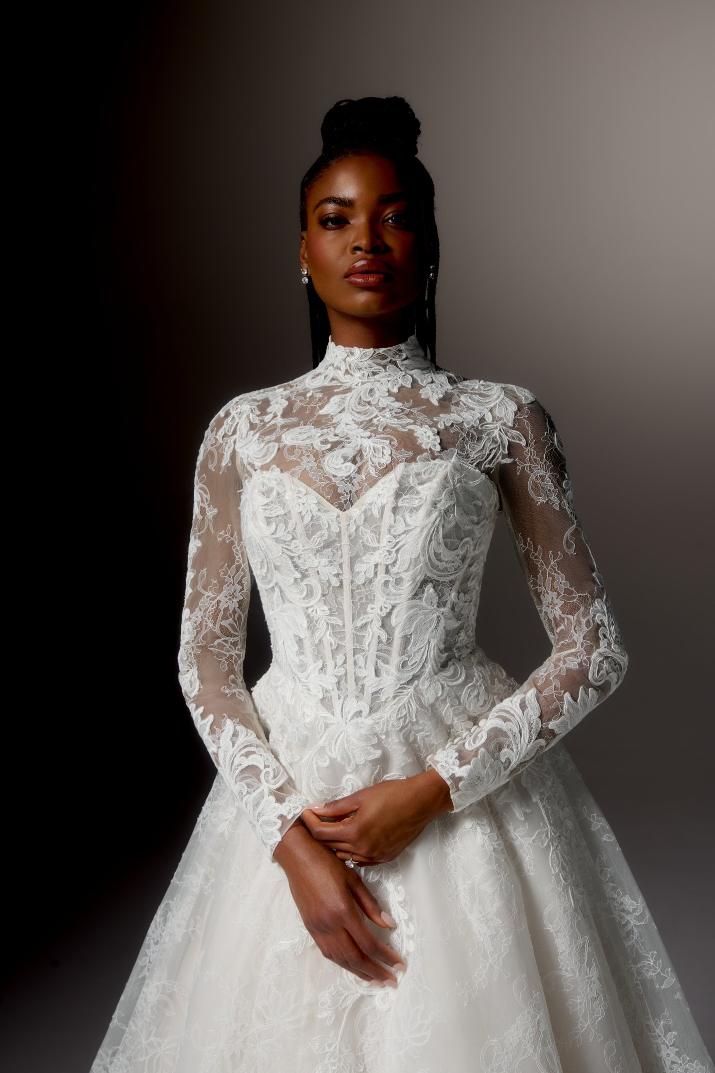 Justin Alexander Signature Style 99410 UMBRA Allover Lace A-Line Gown with Strapless Sweetheart Neckline and Matte Floral Lace Appliqués