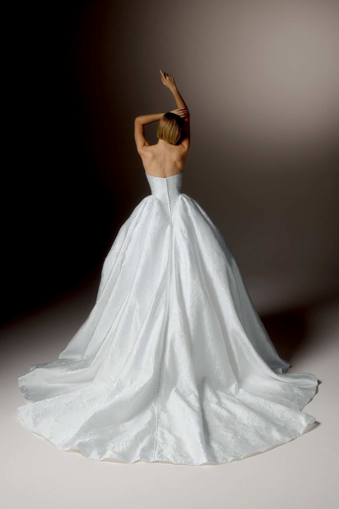 Justin Alexander Signature Style 99416 PALAZZO Brocade Ball Gown with Strapless Sweetheart Neckline, Dramatic Basque Waistline, and Hip Puffs