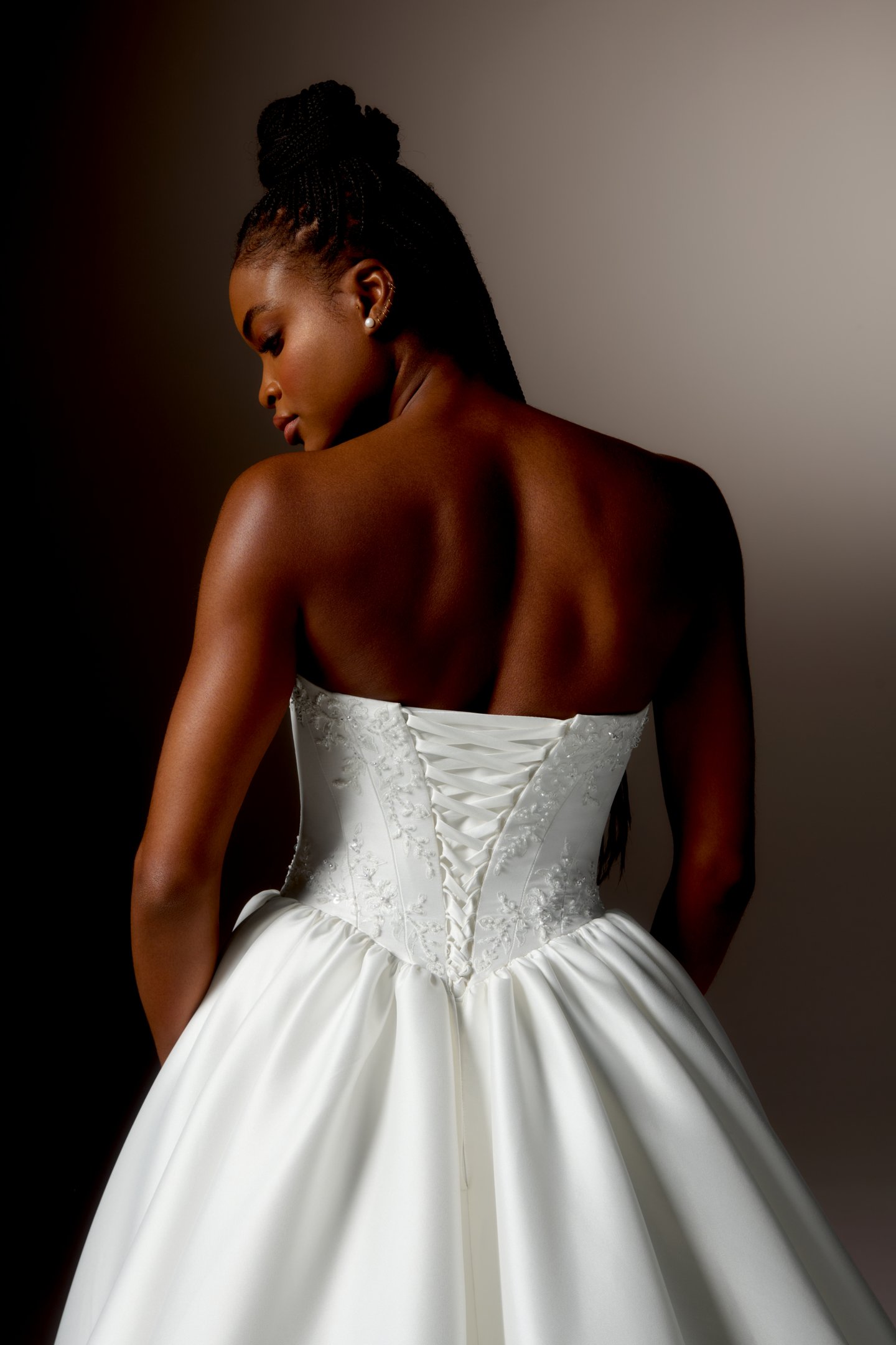 Justin Alexander Signature Style 99420 VERONA Stretch Mikado Ball Gown with Cat Eye Neckline and Beaded Embroidery on Bodice