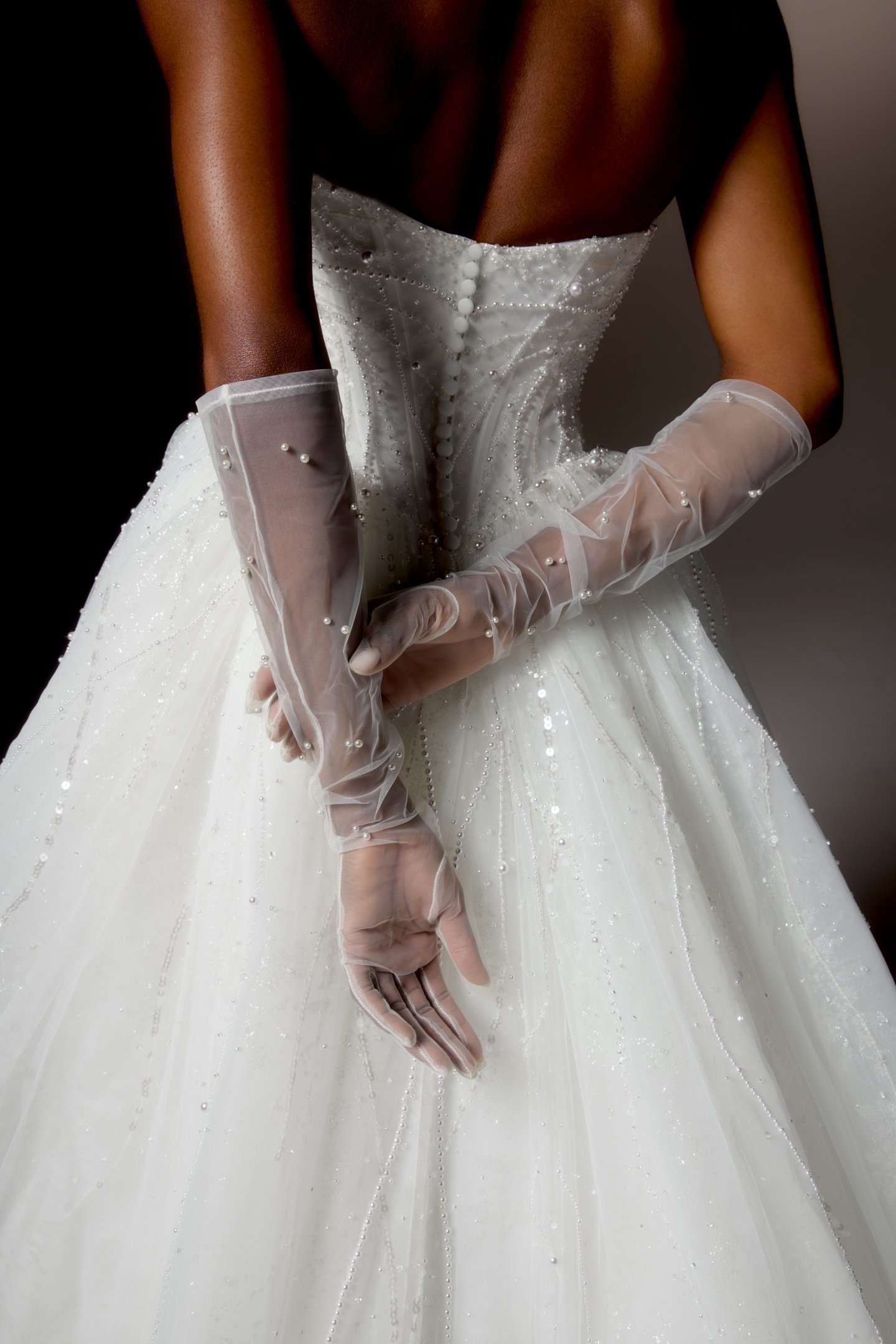 Justin Alexander Signature Style 99422 CHIARINA Glittering Tulle Ball Gown with Strapless Sweetheart Neckline Adorned with Linear Beading and Chapel Length Train