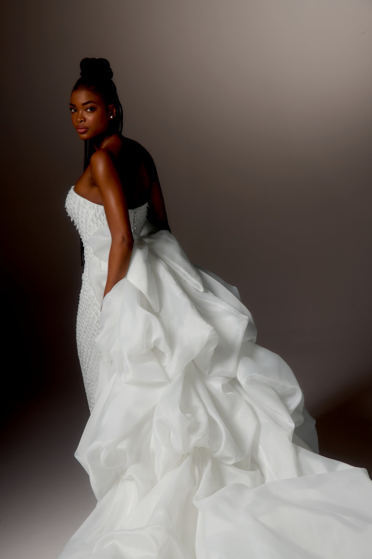 Justin Alexander Signature Style 99423 BRAVURA Column Gown with Allover Beaded Lattice Design and Straight Neckline