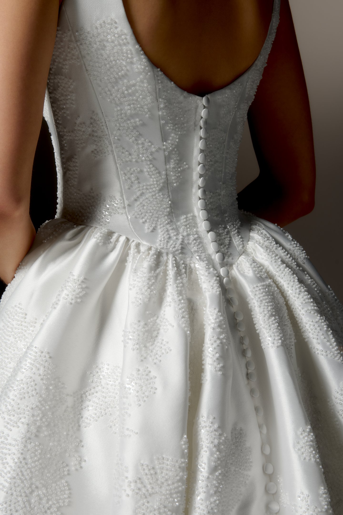 Justin Alexander Signature Style 99427 SERATA Allover Beaded Mikado Ball Gown with Scoop Neckline, Basque Waistline, and Pockets