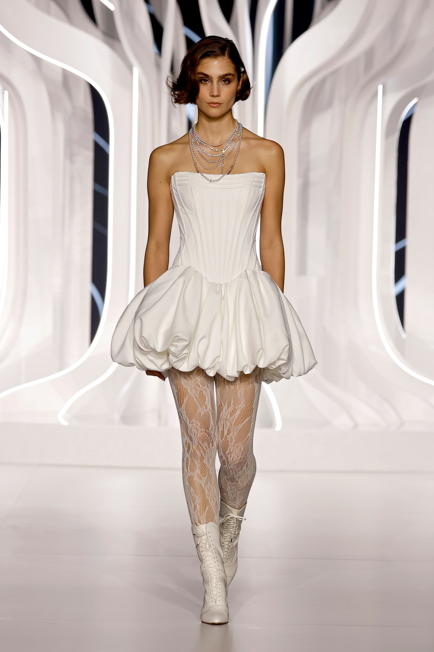 Justin Alexander Signature Style 99428 RHIANNON MINI Cat Eye Satin Mini Dress with Basque Waist and Bubble Hem