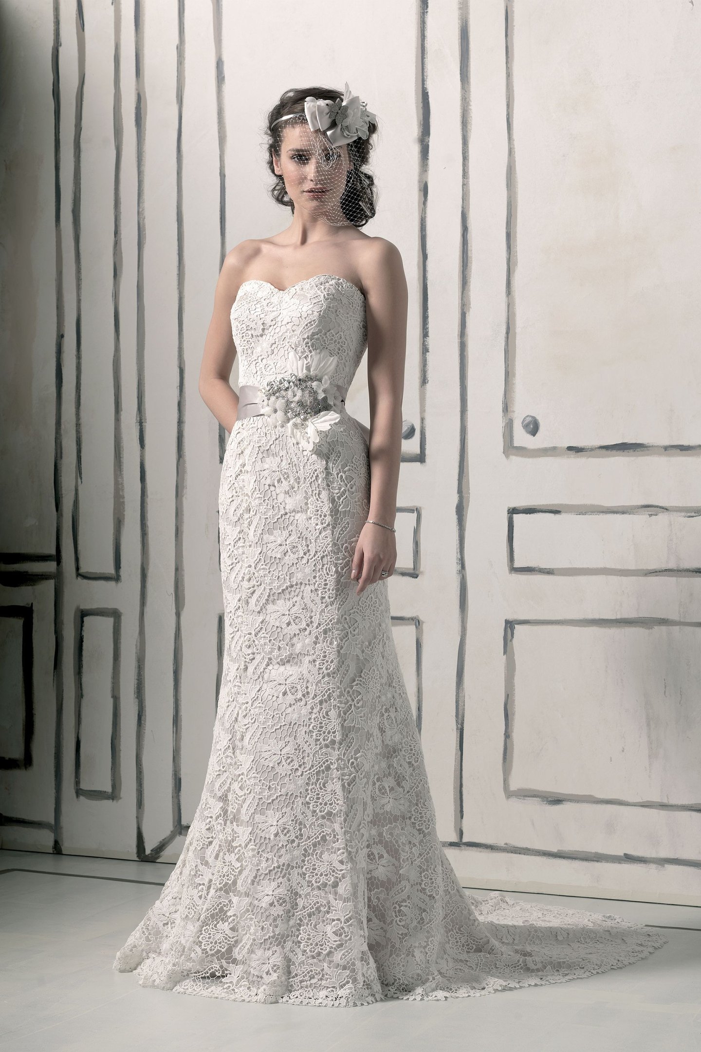 Justin Alexander Style 8558 Lace mermaid dress complemented with a sweetheart neckline