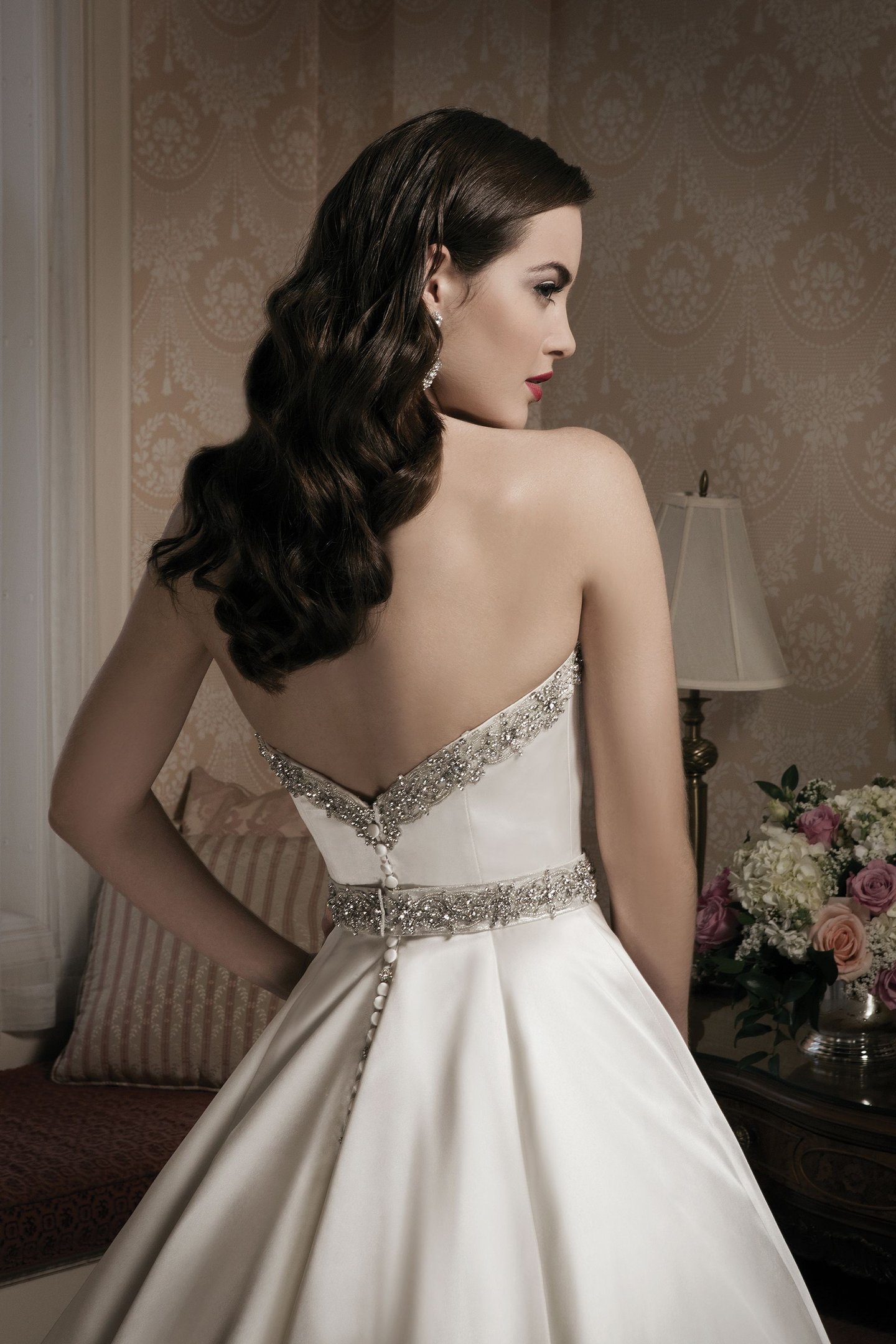 Justin Alexander Style 8680 Satin ball gown accentuated with a sweetheart neckline