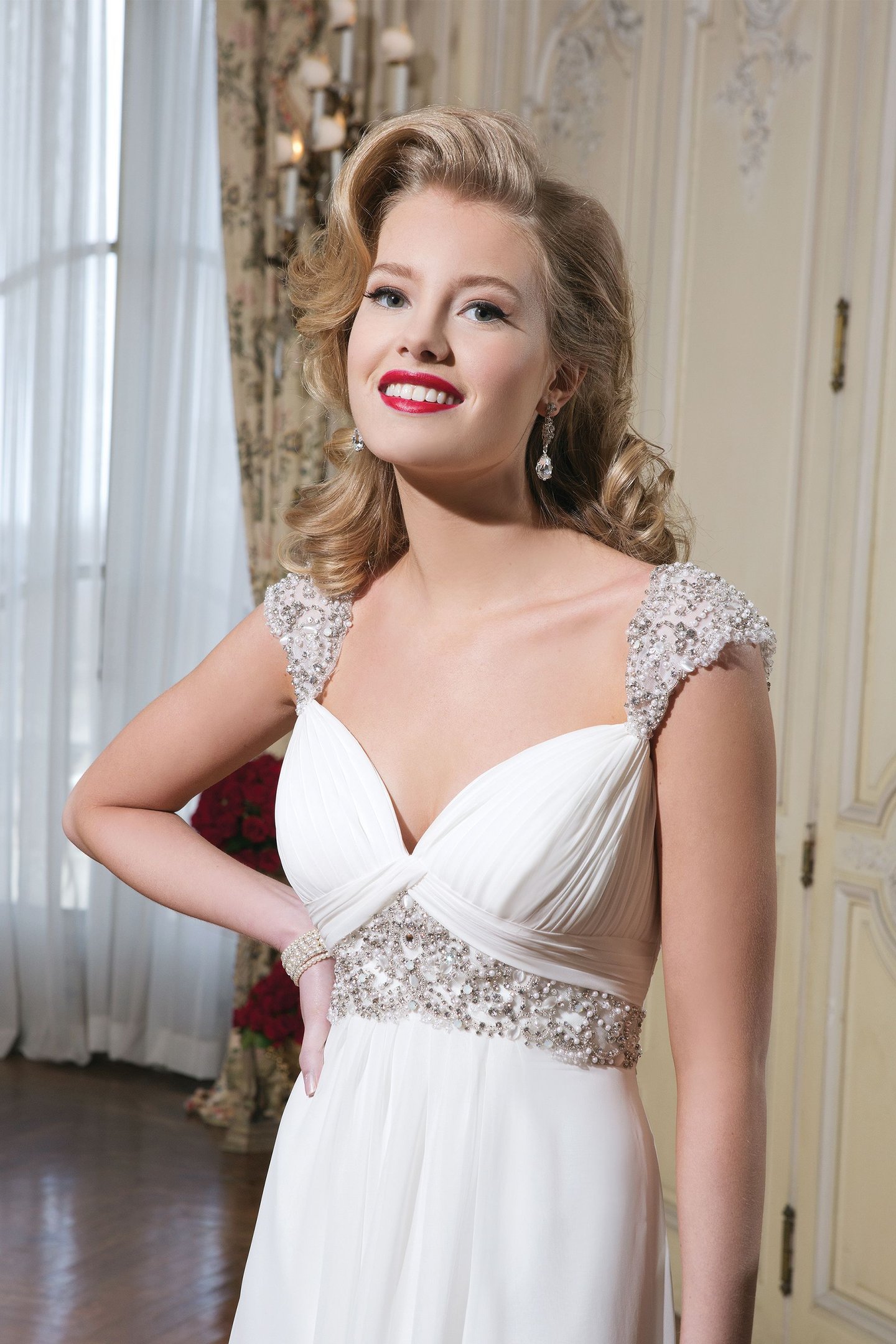 Justin Alexander Style 8775 Chiffon A-line dress emphasized by a sweetheart neckline