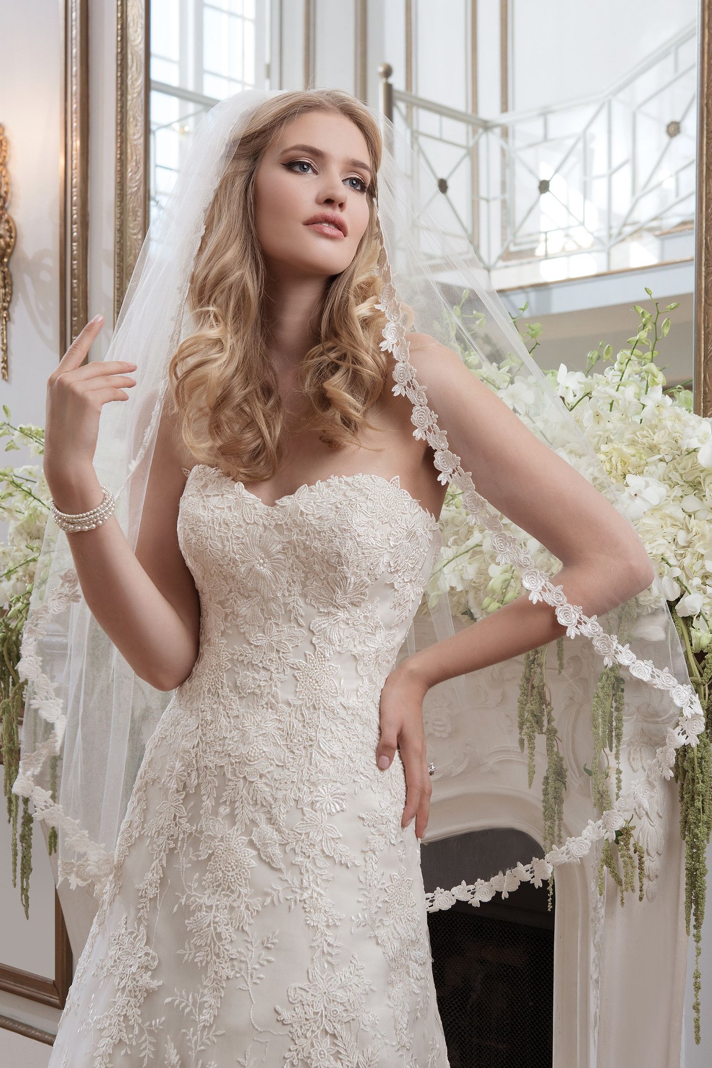 Justin Alexander Style 8788 Venice Lace Sweetheart Neckline A-Line Gown
