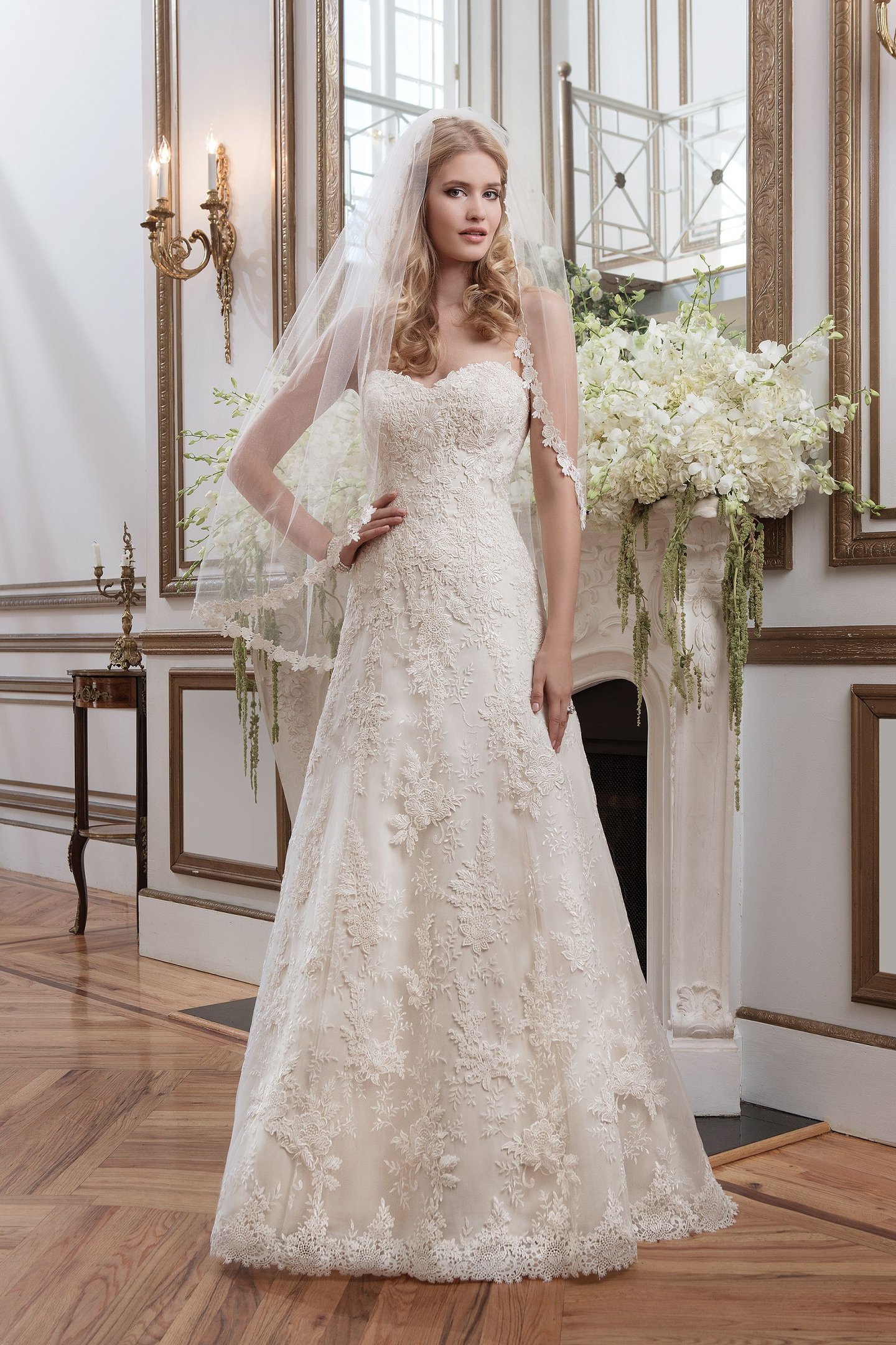 Justin Alexander Style 8788 Venice Lace Sweetheart Neckline A-Line Gown