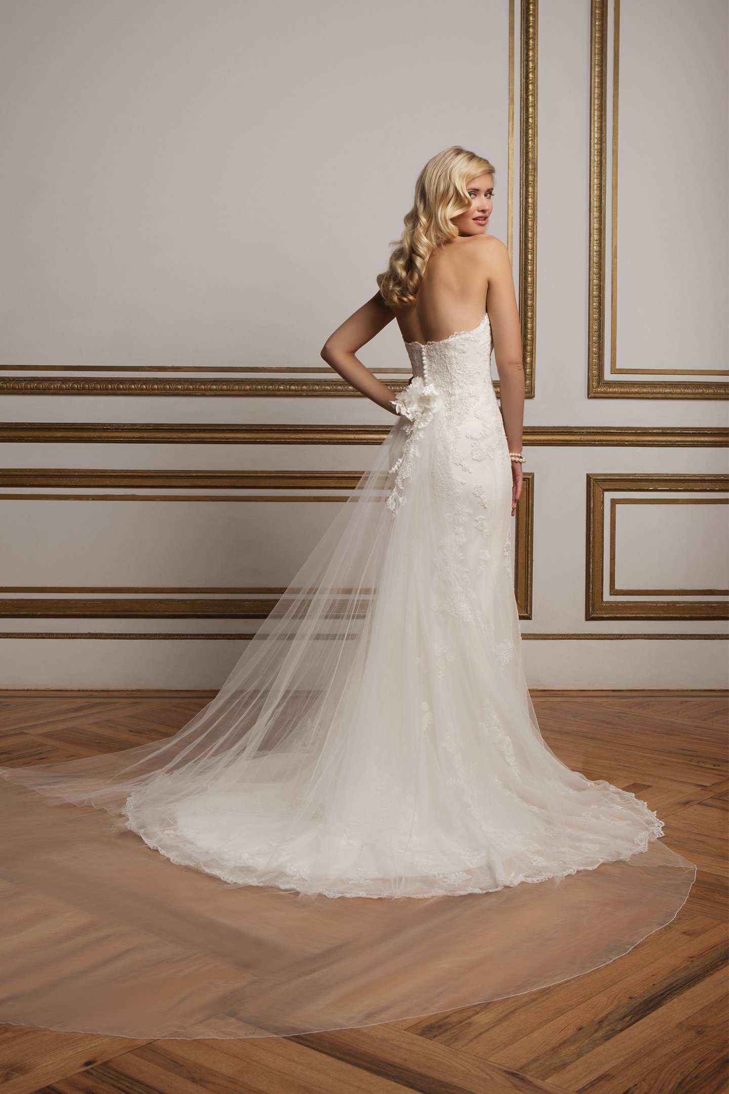 Justin Alexander Style 8830 Lace and Point D'Esprit Tulle Sweetheart Gown