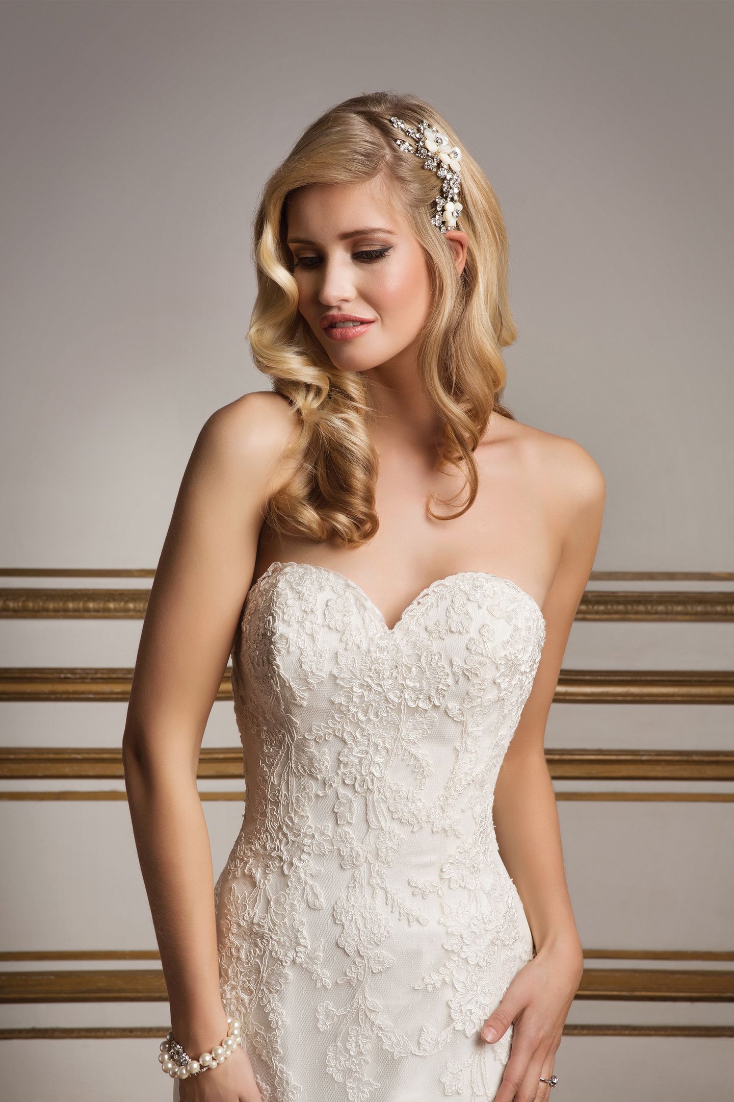 Justin Alexander Style 8830 Lace and Point D'Esprit Tulle Sweetheart Gown