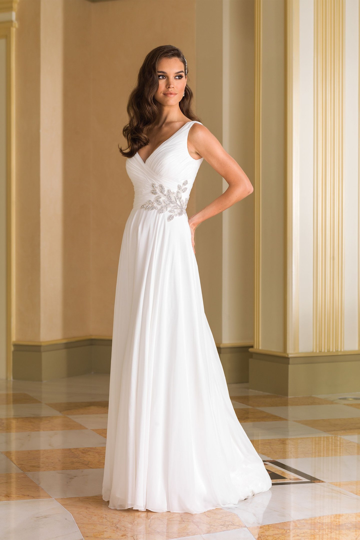 Justin Alexander Style 8863 1920s Circular Cut Chiffon Bridal Gown