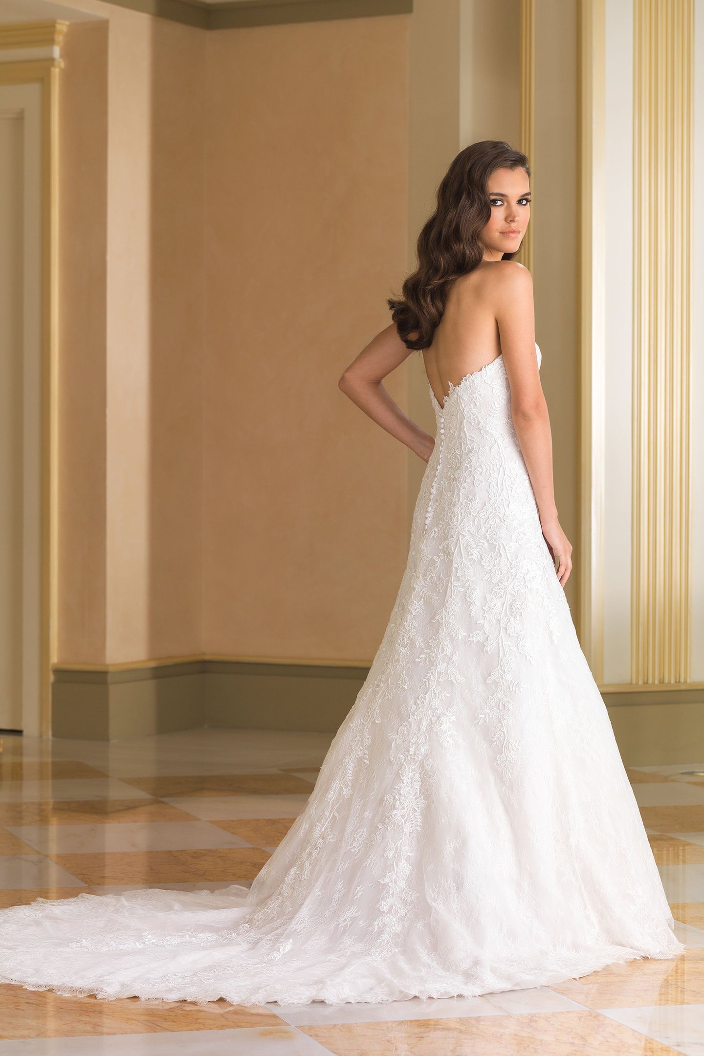 Justin Alexander Style 8865 Chantilly Lace Strapless A-Line Bridal Gown